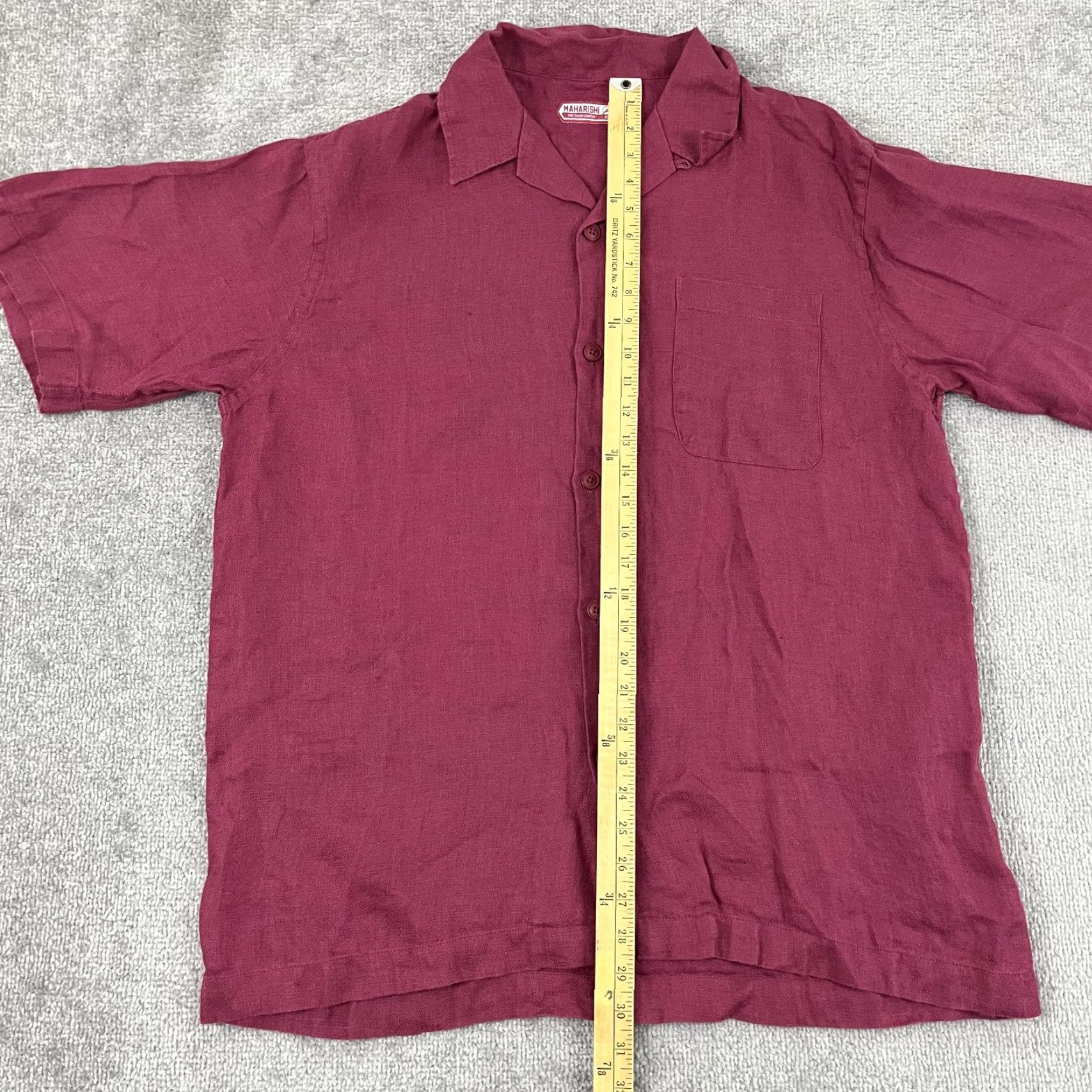 Maharishi Maharishi Button-Up Shirt Mens XL Red Hemp Short Sleeve Collared Classic Casual Workwear Size US XL / EU 56 / 4 - 3 Thumbnail