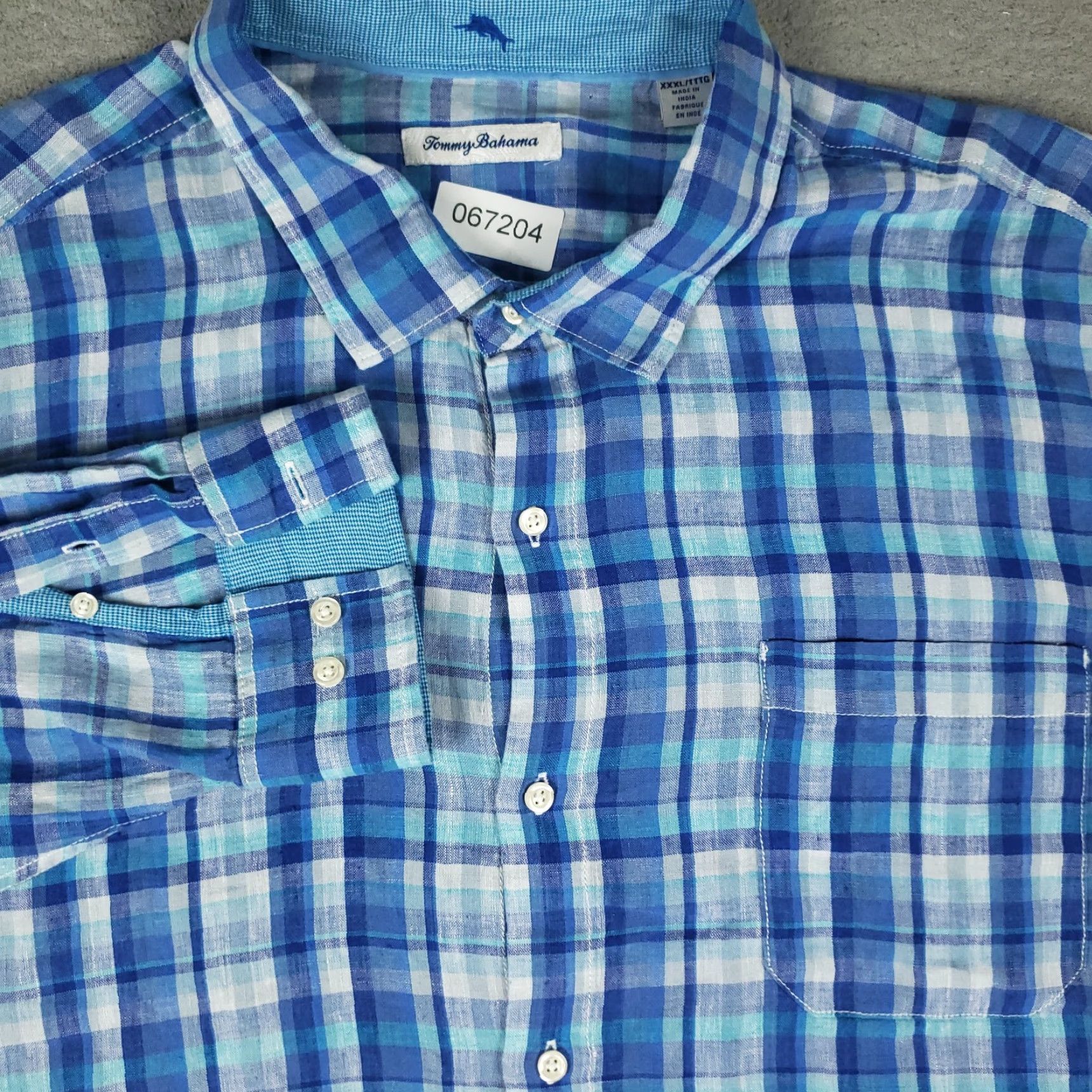 Tommy Bahama Tommy Bahama Shirt Mens 3XL Blue Plaid Linen Button Up Long Sleeve Size US XXL / EU 58 / 5 - 2 Thumbnail