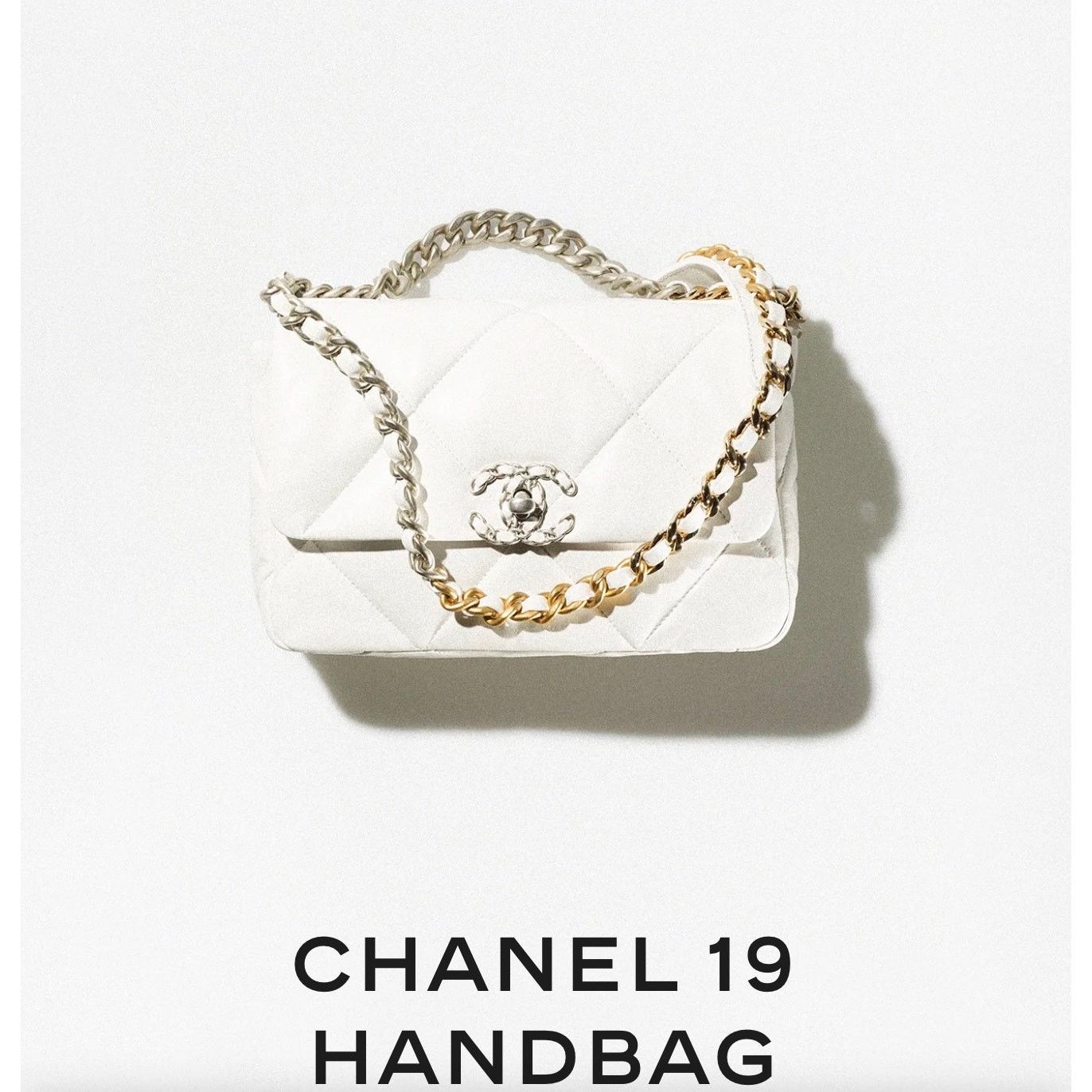 Chanel Chanel medium 19 flap bag white lambskin gold & silver tone Size ONE SIZE - 12 Thumbnail