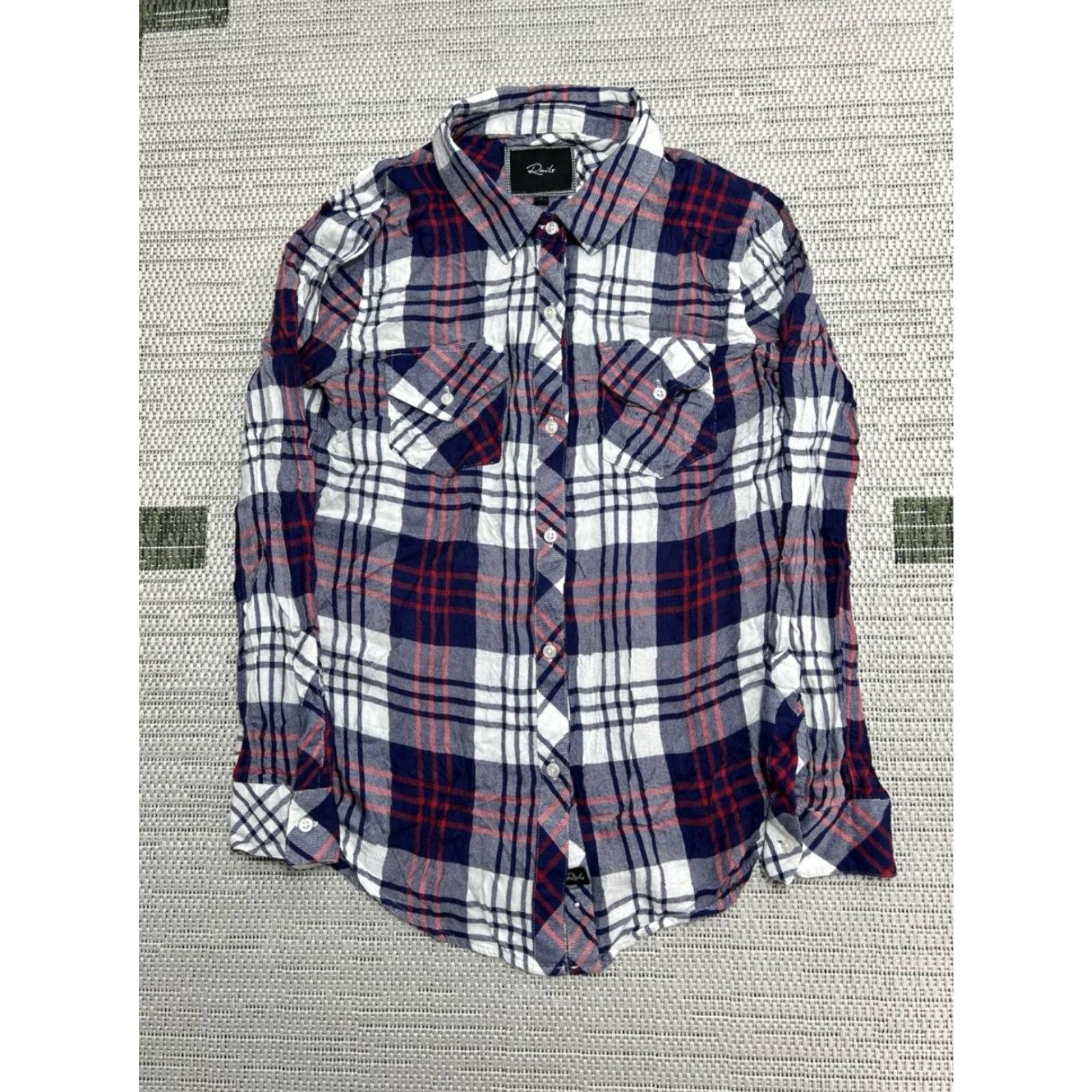 Rails Rails Shirt Womens Small Multicolor Plaid Collared Button Up Flannel Rayon Pocket Easy Care Lightweight Curved Hem Casual Size S / US 4 / IT 40 - 2 Thumbnail