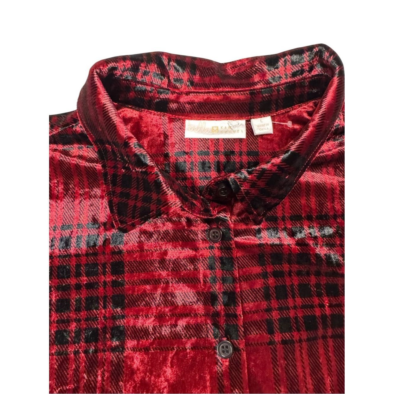 Other New Belle By Kim Gravel Crushed Velvet Red Plaid Button Dow Size L / US 10 / IT 46 - 6 Thumbnail