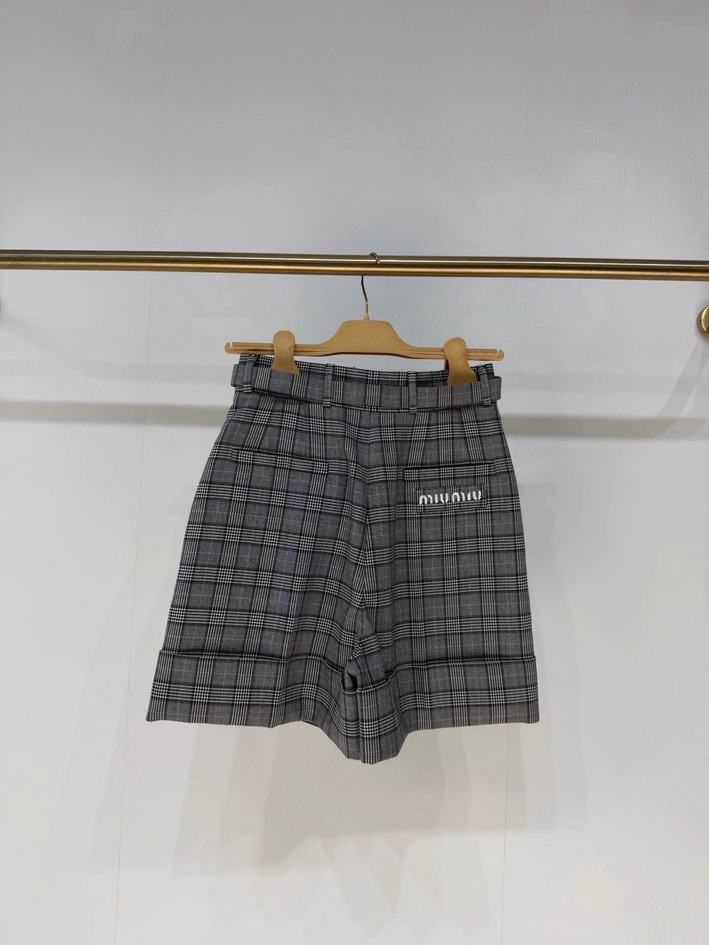 Miu Miu MIU MIU Houndstooth Logo Shorts 38 Size 27" / US 4 / IT 40 - 3 Thumbnail