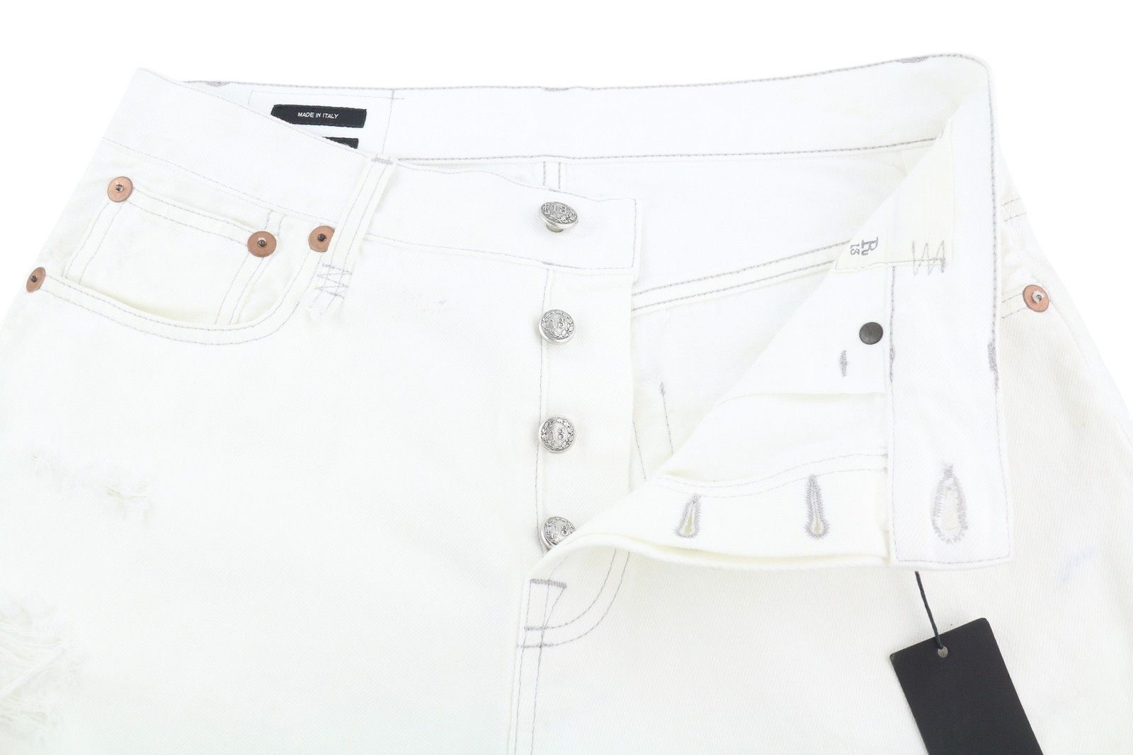 R13 MARKY DROP 27 Nico White Ripped Light Denim Shorts 86198 Size 27" / US 4 / IT 40 - 4 Thumbnail
