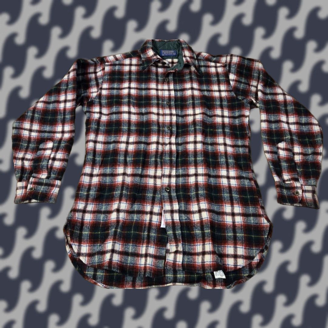 Pendleton VINTAGE Pendleton Shirt Beatrice Dress Tartan Plaid Wool Long Sleeve Button-Up Mens M Red USA Size 40R - 1 Thumbnail
