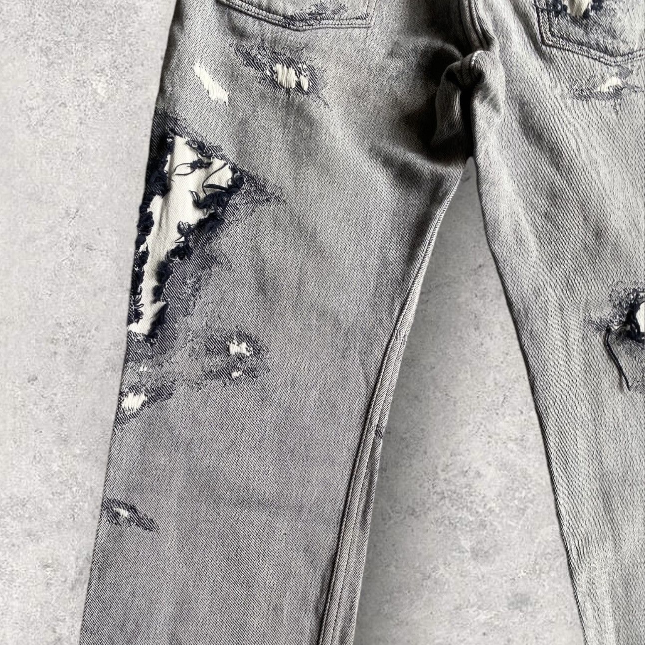 Issey Miyake APOC Jacquard Destroyed And Repaired Jeans Size US 29 - 8 Thumbnail