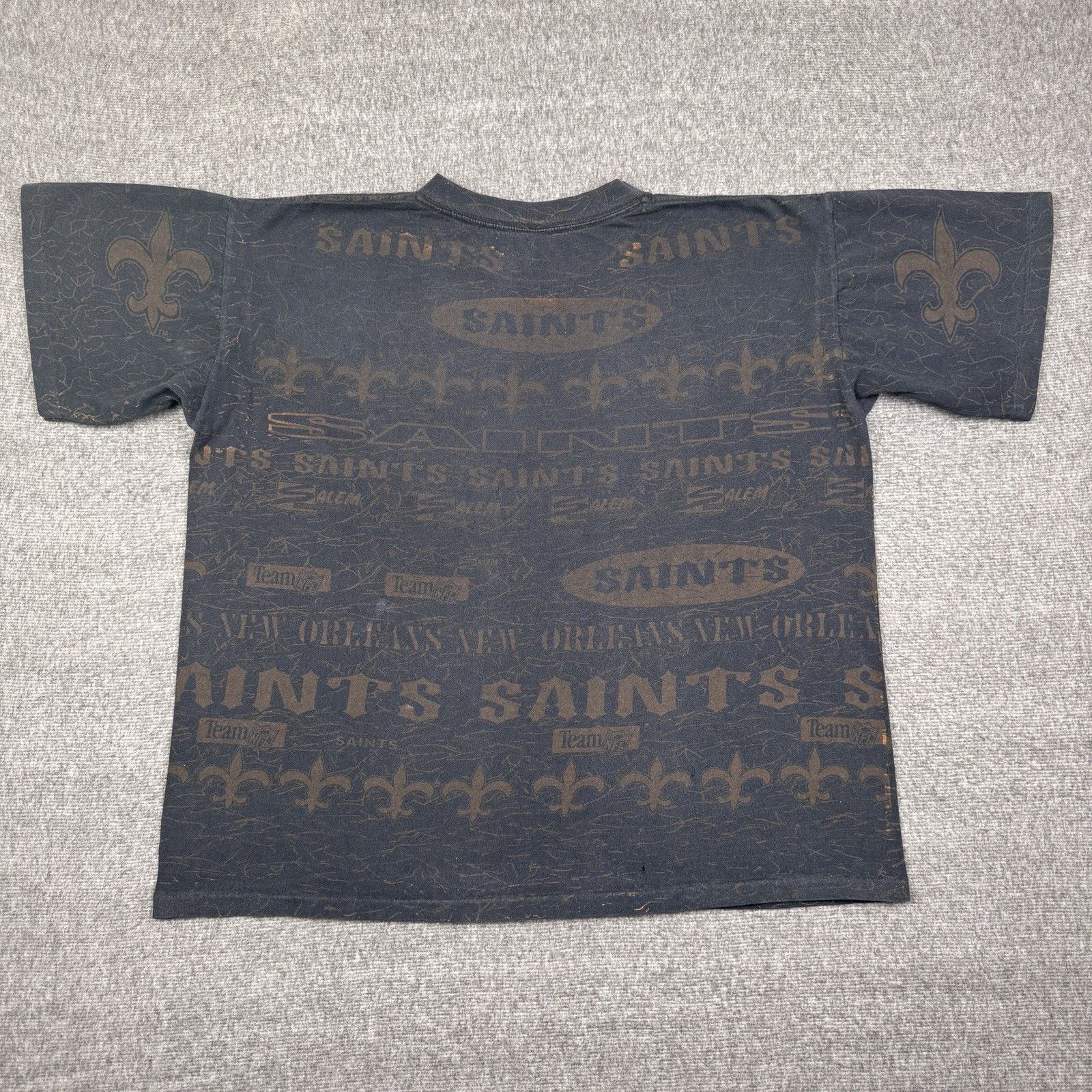 Salem Sportswear Vintage Salem New Orleans Saints T-Shirt Mens XL Black AOP Size US XL / EU 56 / 4 - 3 Thumbnail