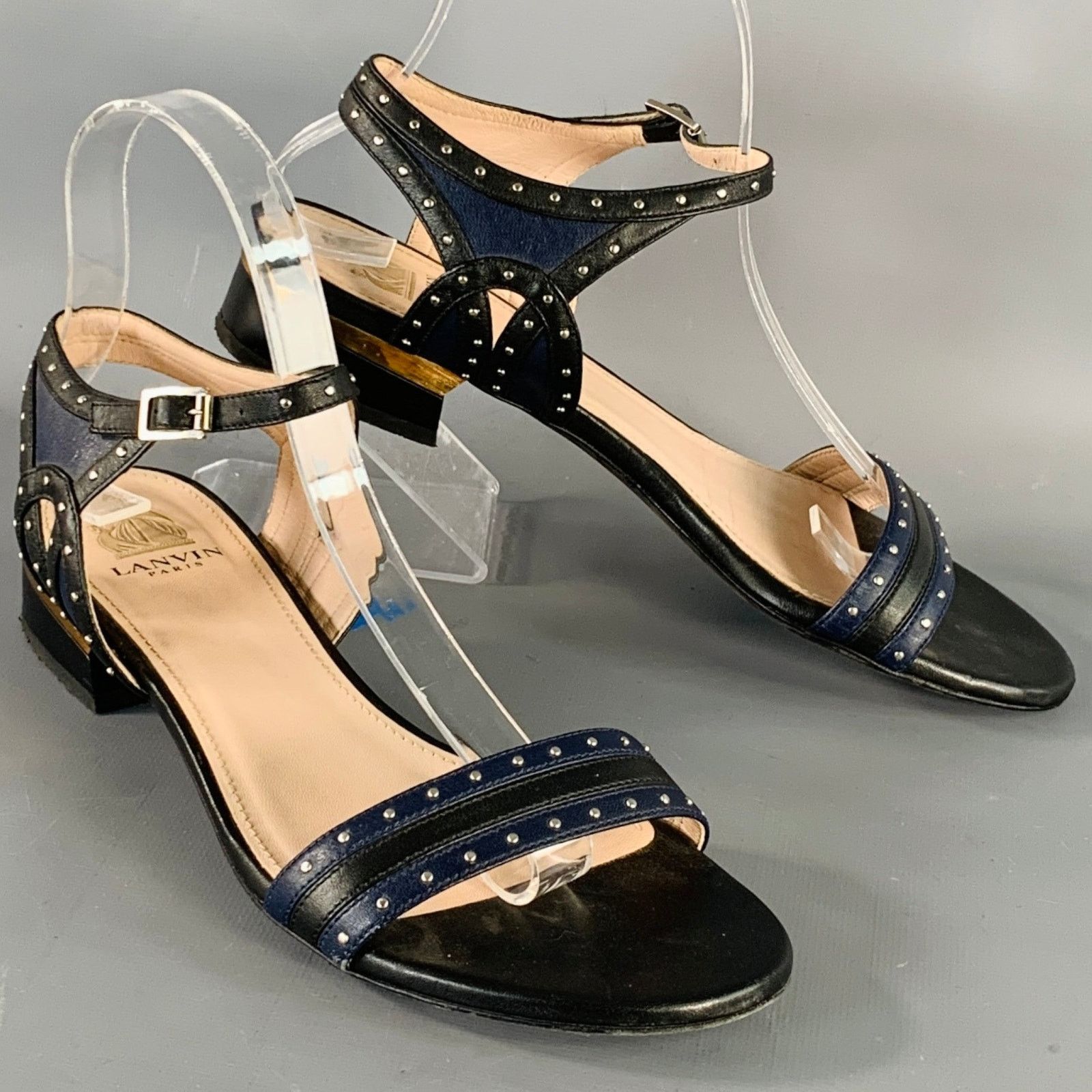 Lanvin o1w1db10125 Glittery Rubber Sandals in Cream/Black  display picture 2