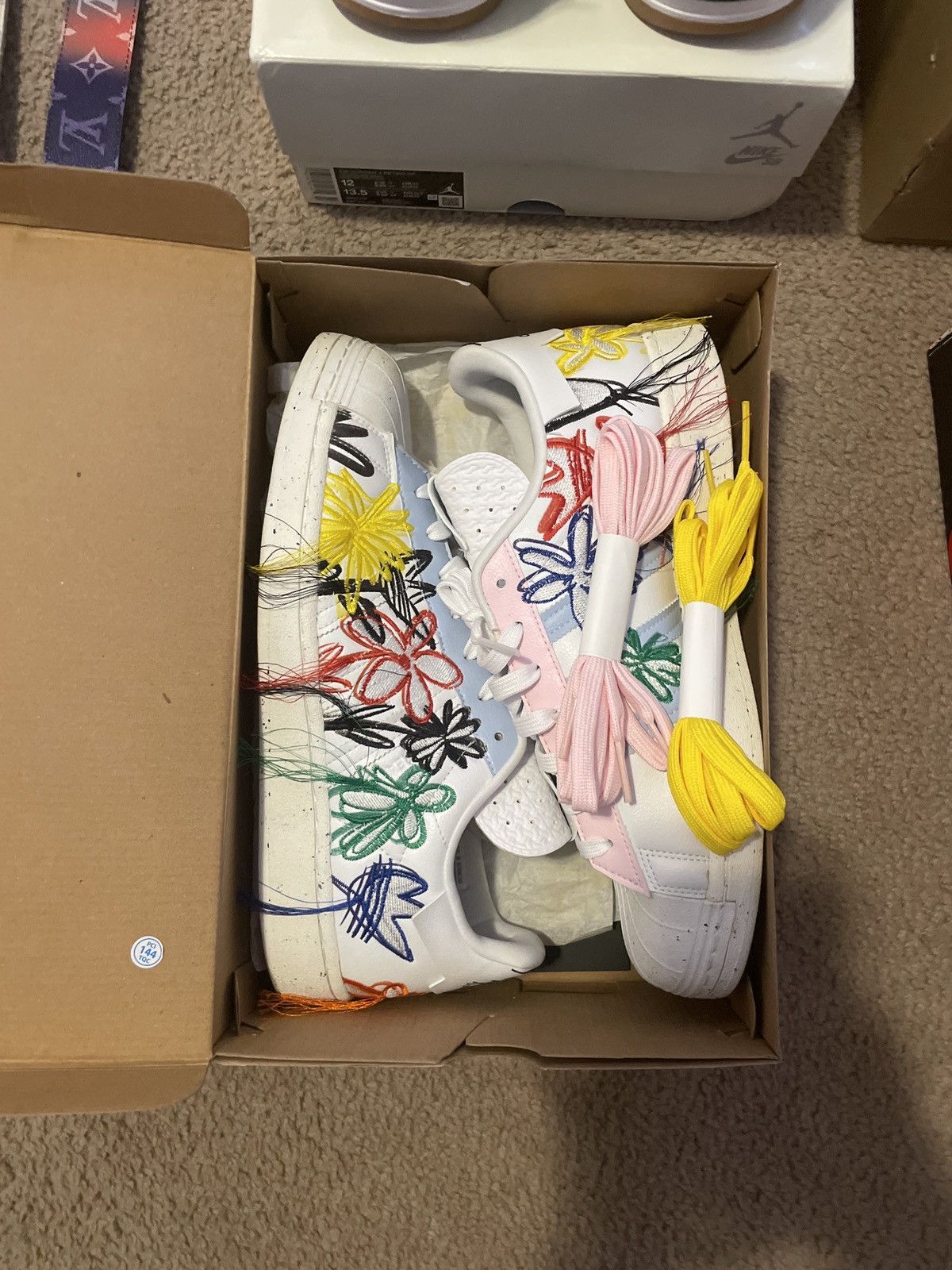 image of Adidas X Sean Wotherspoon ‘Super Earth’ Superstar Shoes in White, Men's (Size 11.5)