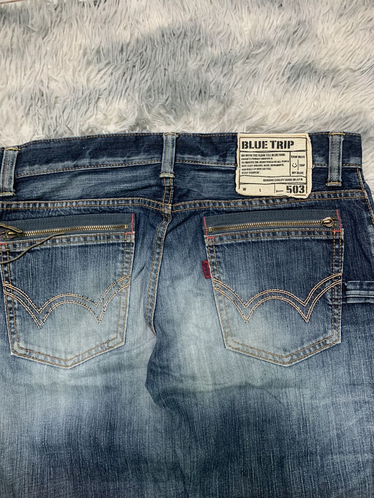 Edwin × Japanese Brand 90s EDWIN BLUE TRIP BAGGY STYLE DISTRESSED PANT Size US 36 / EU 52 - 11 Thumbnail