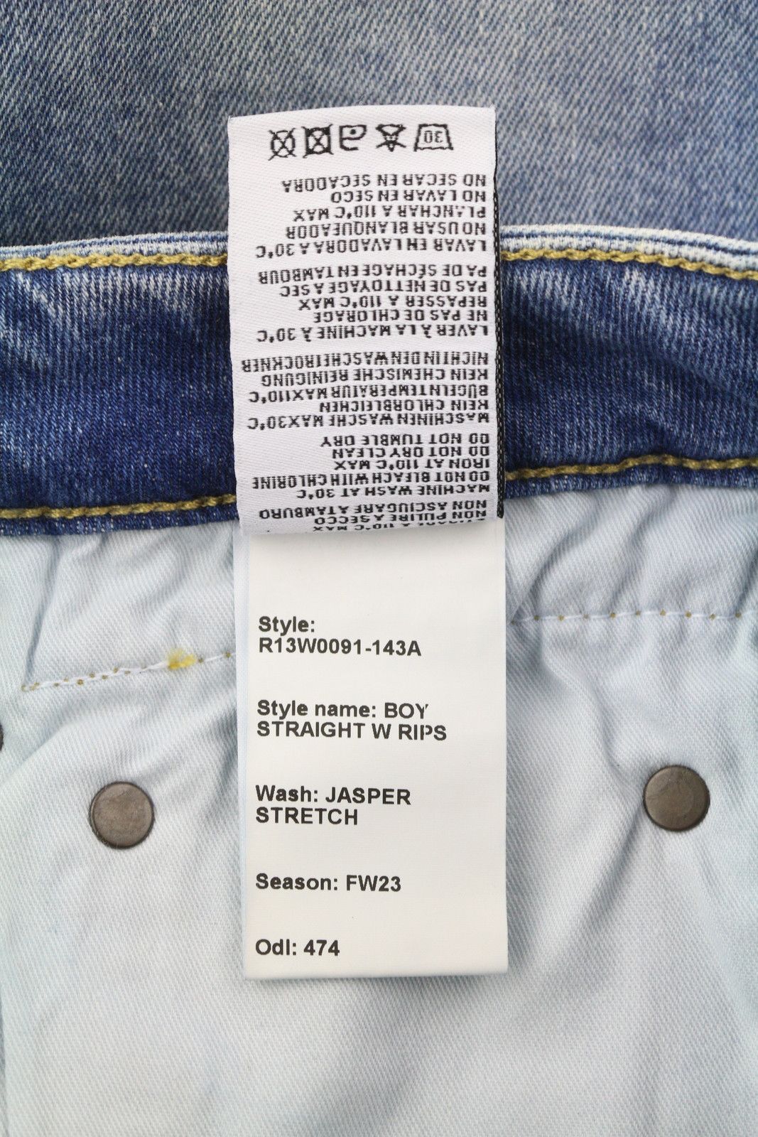 R13 BOY STRAIGHT W RIPS 26 Jasper Stretch Faded Cropped 86330 Size 26" / US 2 / IT 38 - 8 Thumbnail