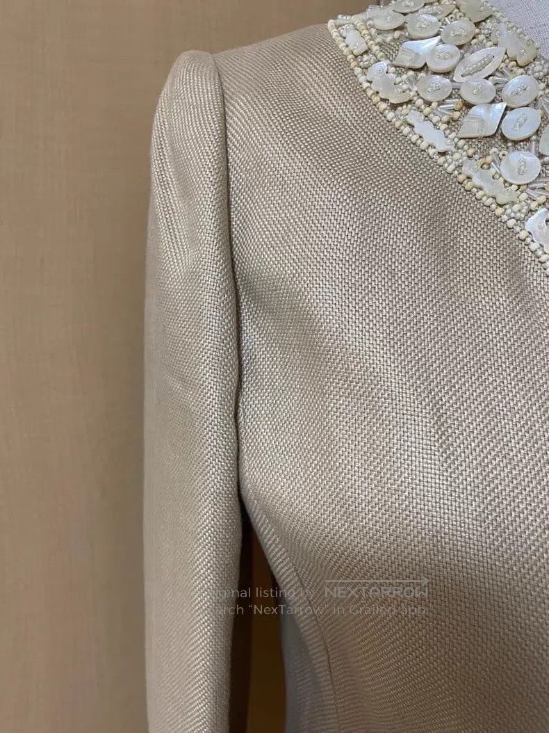 Valentino Valentino Heavy fritillaria nail bead linen coat Size S / US 4 / IT 40 - 6 Thumbnail