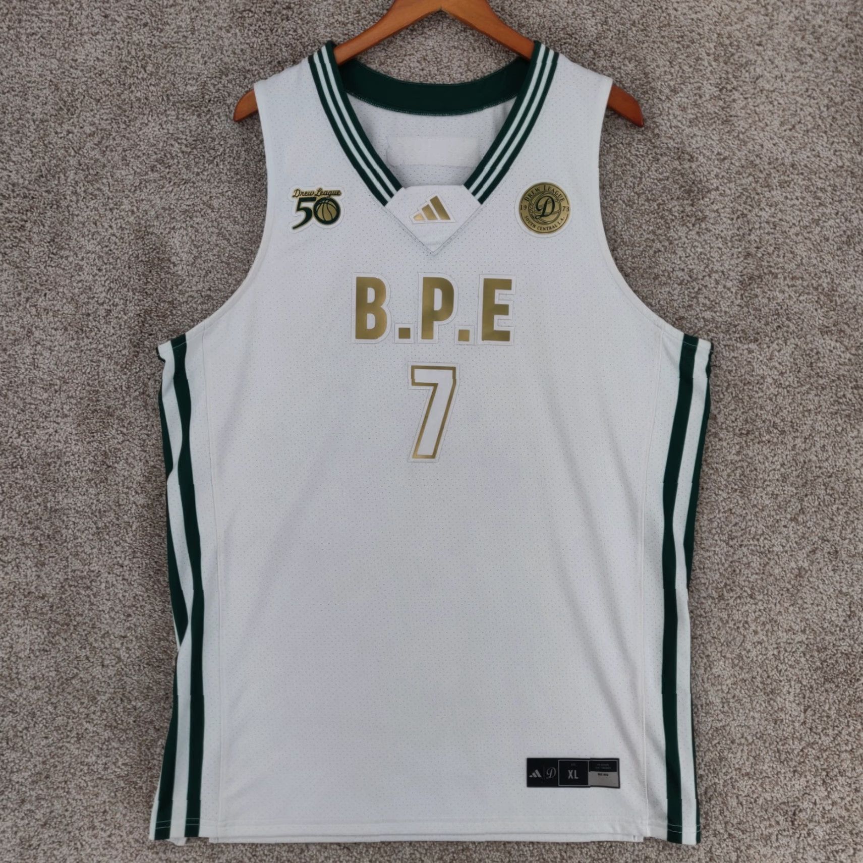 Adidas Adidas Drew League Jersey XL White Gold 7 South Central LA Rare 2023 50th Size US XL / EU 56 / 4 - 2 Thumbnail