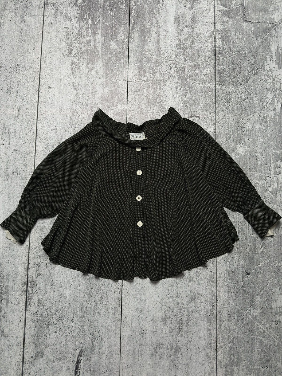 Gianfranco Ferre Rare 80s Gianfranco Ferre Dei Mattioli Silk Polka Dot Blouse Size L / US 10 / IT 46 - 2 Thumbnail