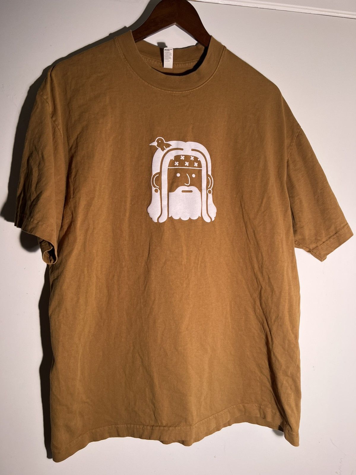 Vintage Modern Hippie Cartoon Puff Print Streetwear Retro Tan Shirt Size US XL / EU 56 / 4 - 1 Thumbnail