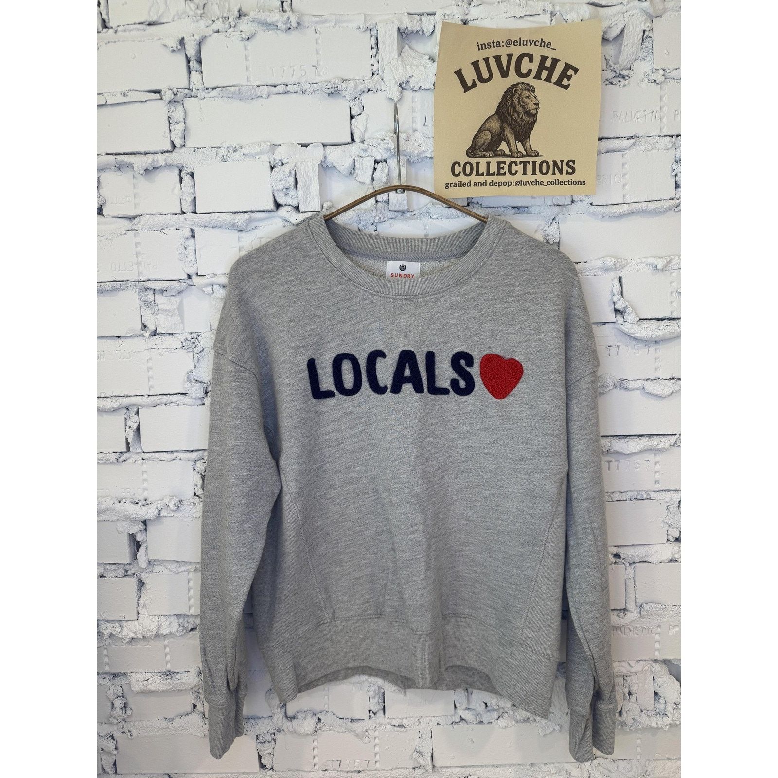 Sundry Sundry Womens XS Gray Locals Heart Sweatshirt Size S / US 4 / IT 40 - 1 Thumbnail