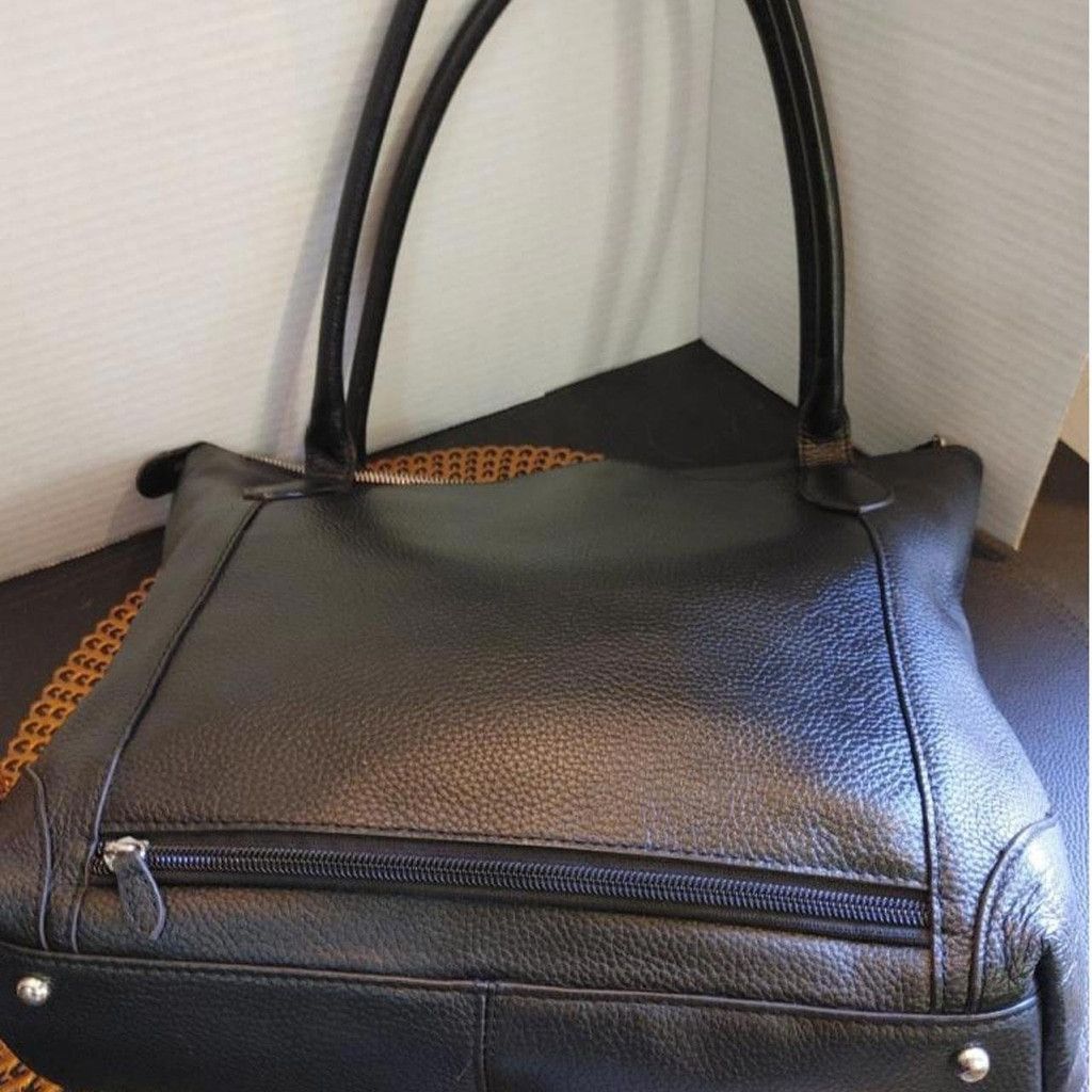 Louis W. Stylish LODIS Sierra Black Leather Tote Bag Size ONE SIZE - 5 Thumbnail
