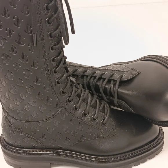 Jimmy Choo Cora Logo Debossed Combat Boots - EU36.5/US6.5