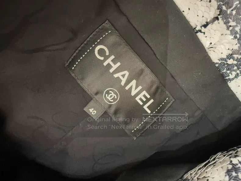 Chanel Chanel 17-year-old ground-controlled black and white sequi Size S / US 4 / IT 40 - 4 Thumbnail