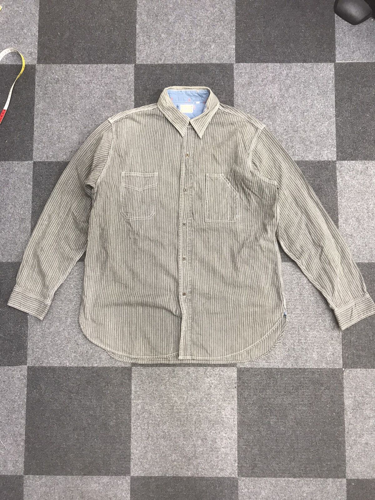 Japanese Brand SUGAR CANE Very Rare Pockets Toyo Enterprise Stripe Shirt Size US L / EU 52-54 / 3 - 1 Thumbnail