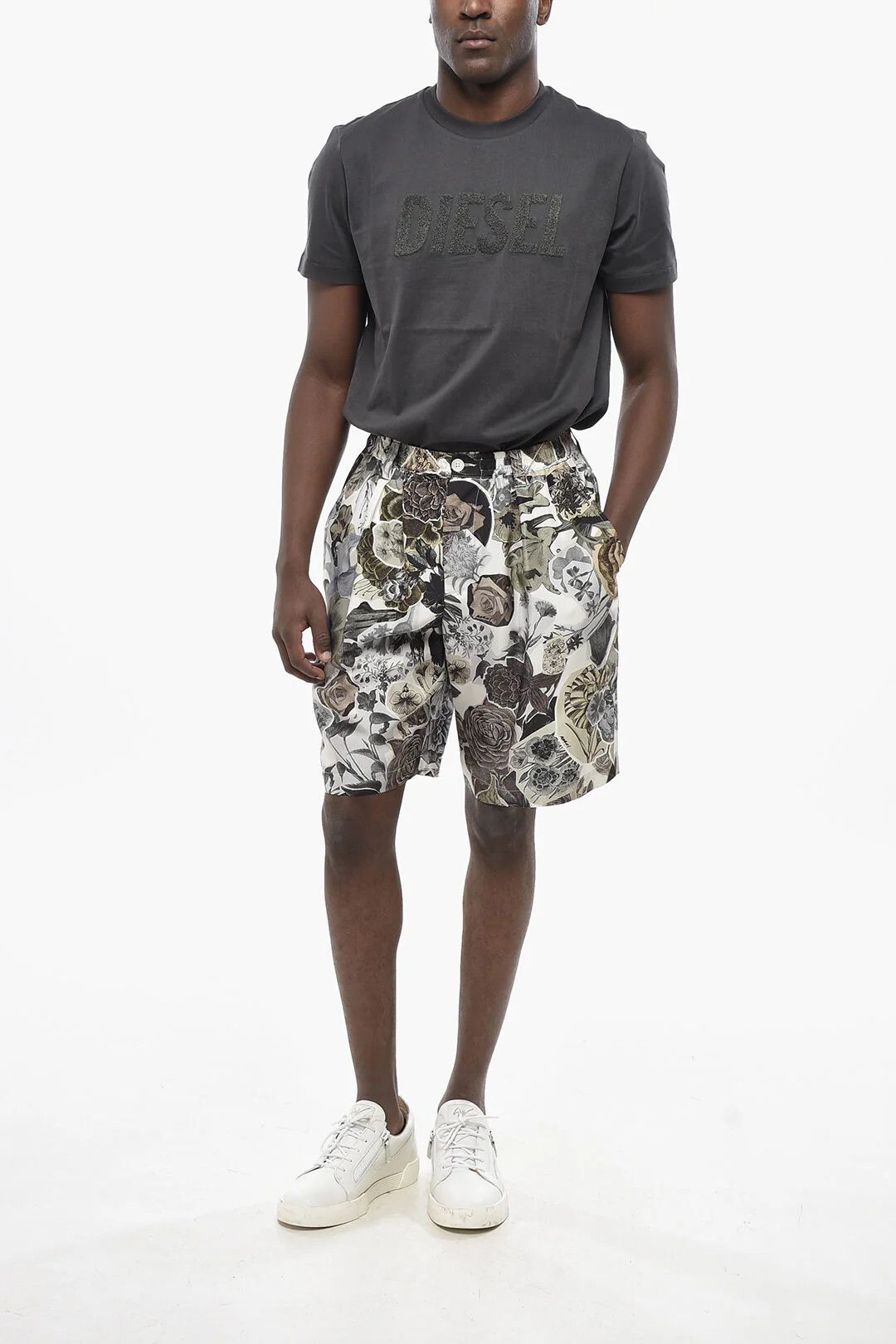 Marni og1mm0326 Floral Print Silk Short in Military Green Size US 36 / EU 52 - 4 Thumbnail