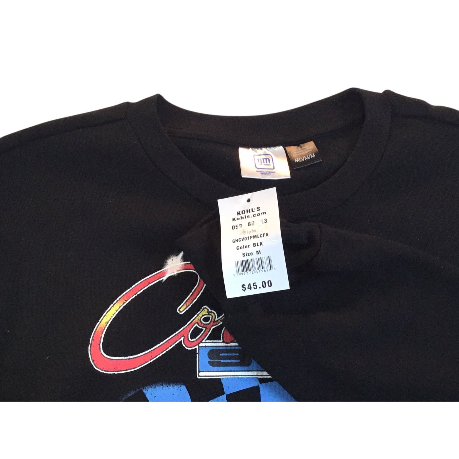 Chevrolet Sweatshirt Black GM Chevy Corvette Sting Ray 63 Med NWT $45 Size US M / EU 48-50 / 2 - 1 Thumbnail