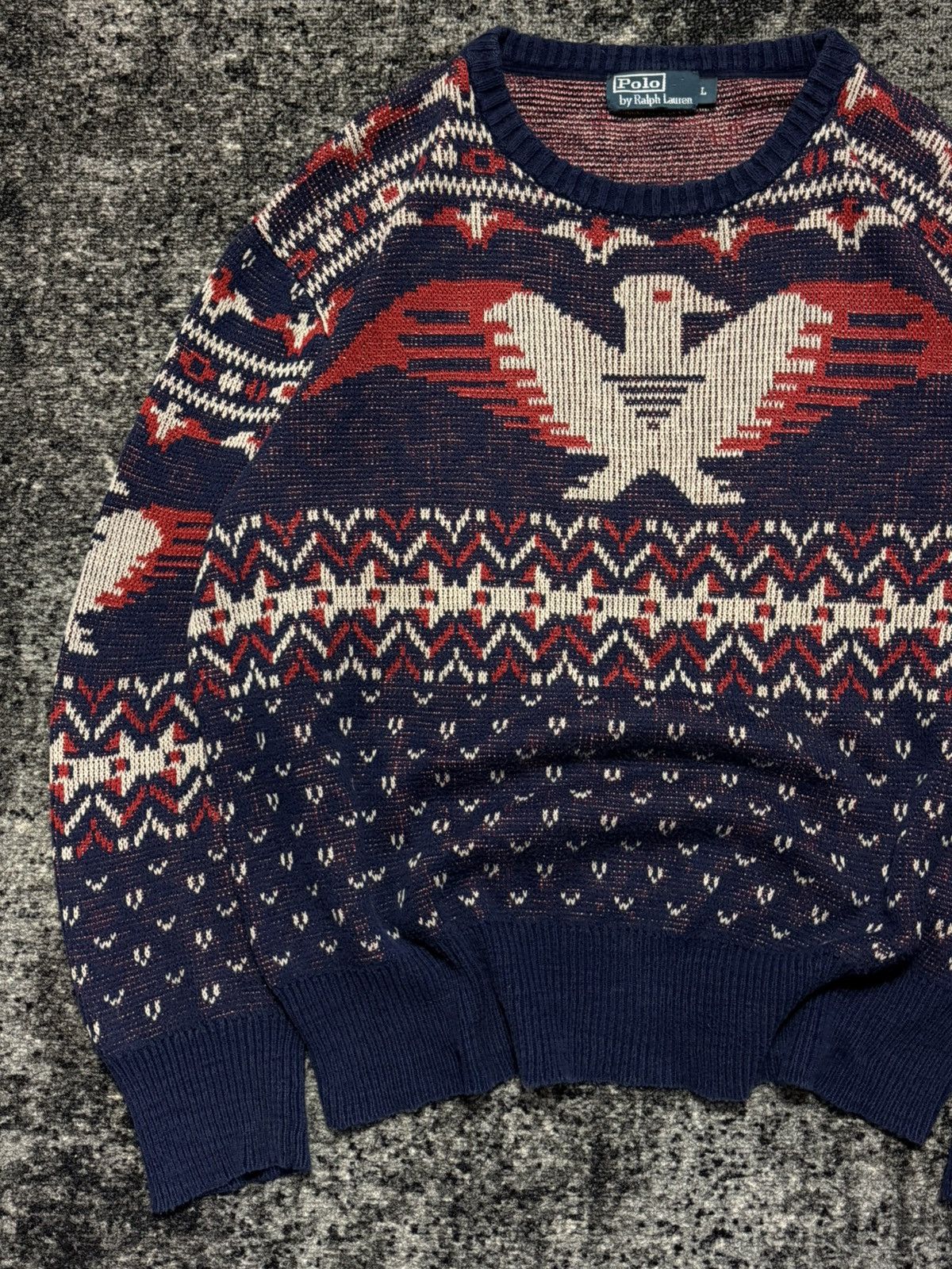 Polo Ralph Lauren vintage Polo Ralph Lauren Aztec Eagle linen sweater 2000s Size US L / EU 52-54 / 3 - 3 Thumbnail