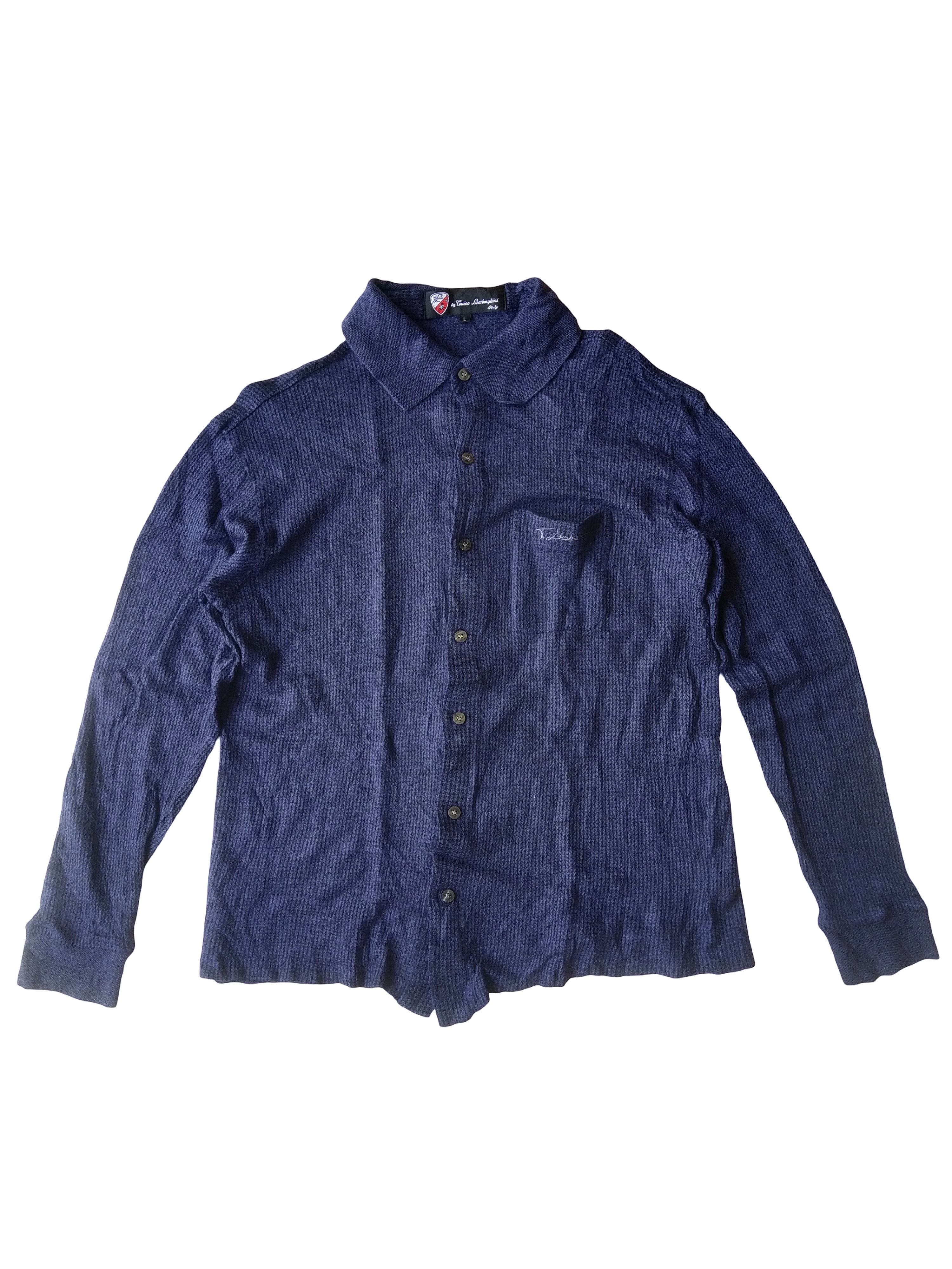 Lamborghini Tonino Lamborghini Italy Navy Merino Wool Blend Knit Shirt Size L / US 10 / IT 46 - 1 Thumbnail