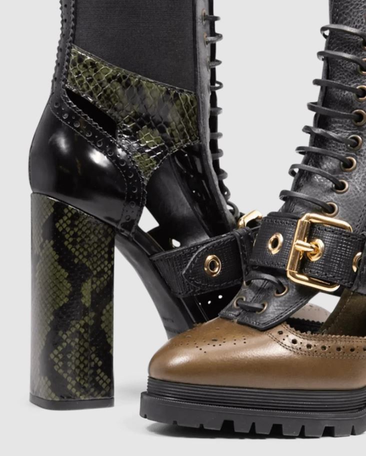Burberry Burberry Black/Green Snakeskin Leather Heeled Ankle Boots Size US 11 / IT 41 - 7 Thumbnail