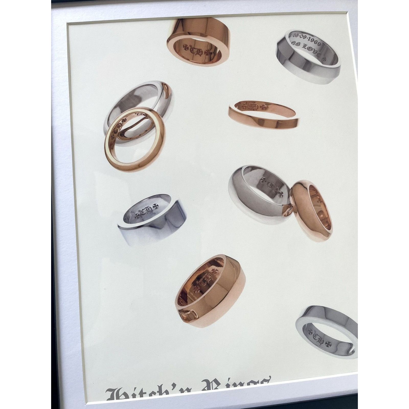 Chrome Hearts × Vintage Chrome Hearts rings jewelry 9x11 Framed poster Size ONE SIZE - 2 Thumbnail