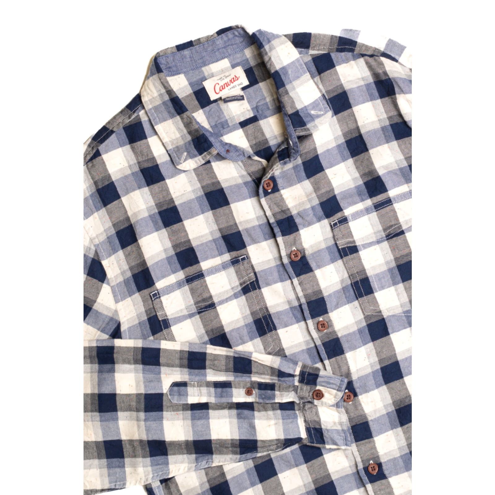 Vintage Ragstock Canvas Medium Blue Flannel Check Shirt Long Sleeve Button Up Plaid, Medium, Blue, Cotton, Vintage, Shirt, Mens Size US M / EU 48-50 / 2 - 2 Thumbnail