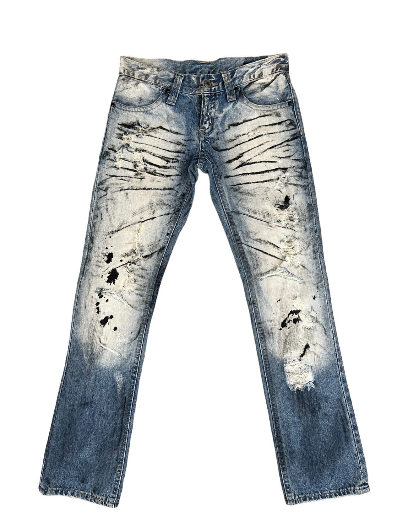 Vintage Vintage Benefit Japan Distressed Denim Painter Flare Jeans Size US 28 / EU 44 - 1 Thumbnail