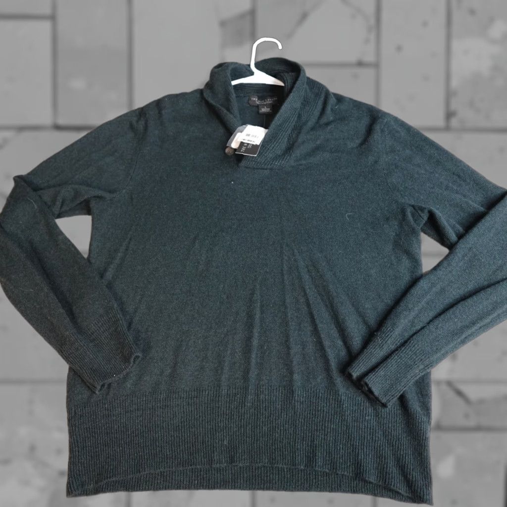 Bloomingdale's VINTAGE Bloomingdale's Mens Sweater Large Green Shawl Collar 100% Cashmere NEW Mens Pullover Knits - Size US M / EU 48-50 / 2 - 1 Thumbnail
