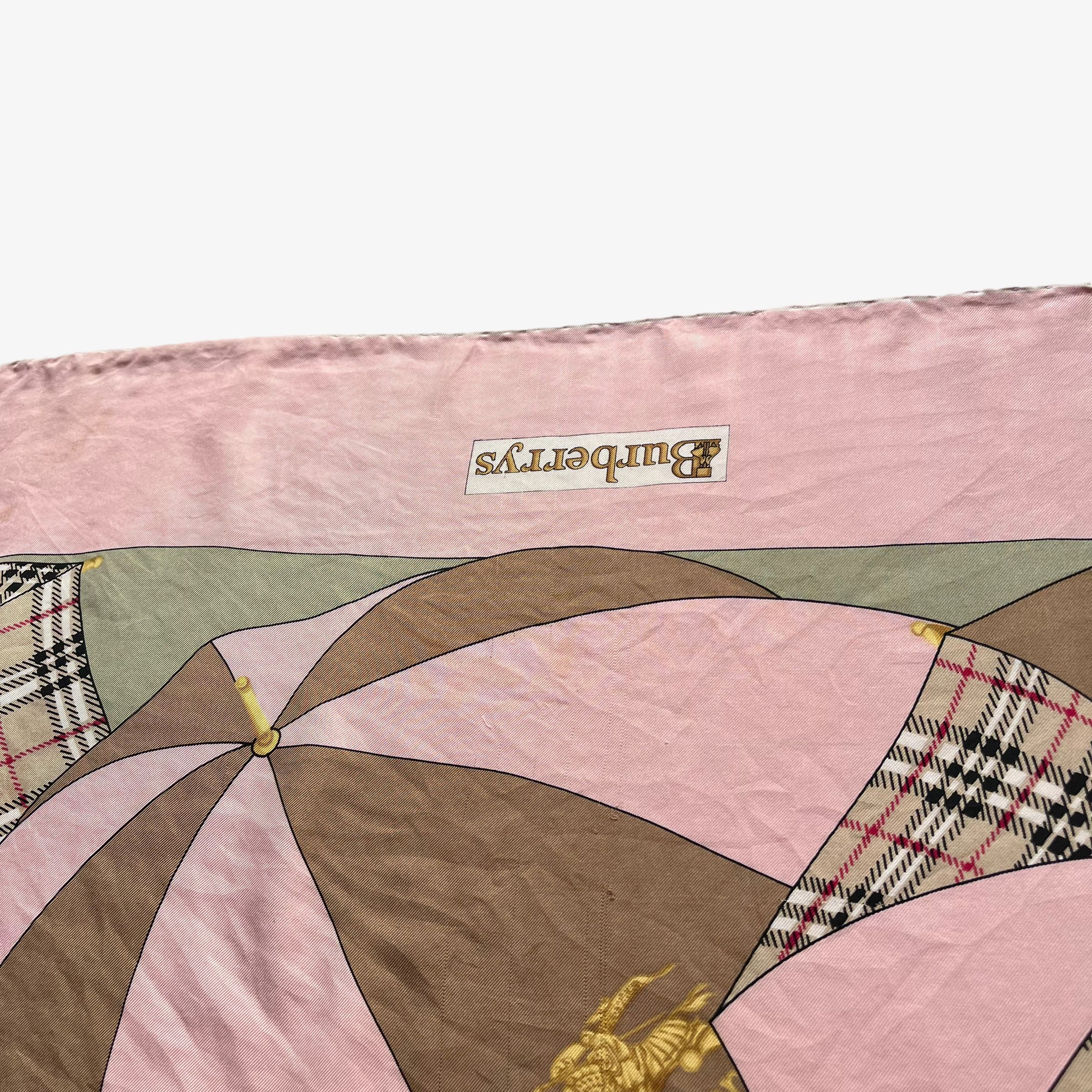 Burberry Vintage 80s Burberry Nova Check Umbrella Print Silk Scarf Size ONE SIZE - 6 Thumbnail