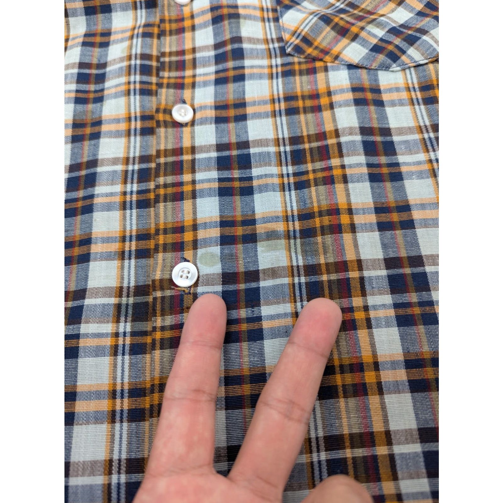 JCPenney VINTAGE Big Mac Shirt Mens M Navy Brown Plaid Button Front 70s Size US M / EU 48-50 / 2 - 6 Thumbnail