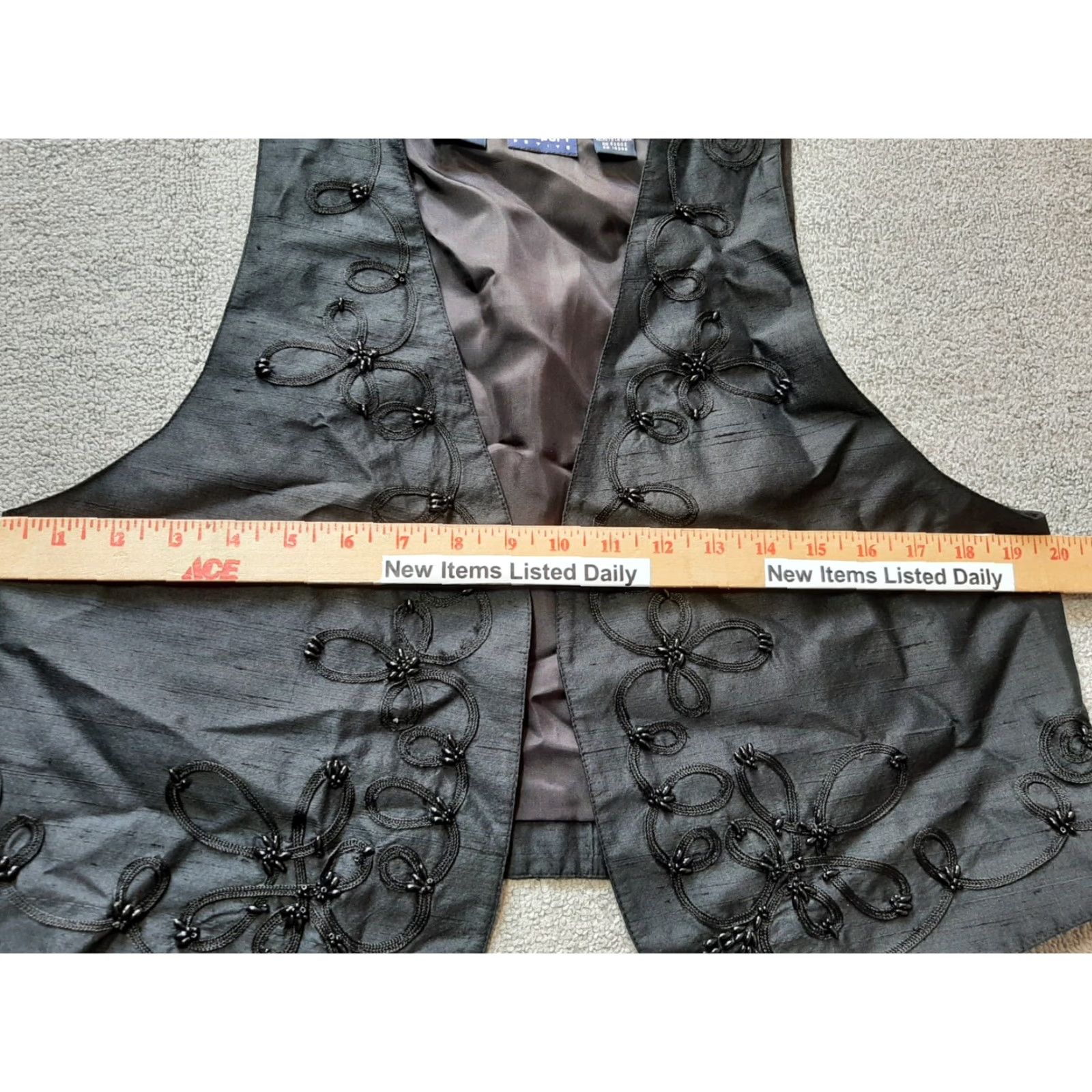 Liz Claiborne Liz Claiborne Vest Womens M Black Beaded Silk Leather Sleeveless Mid-Length Zip Casual Sports All Seasons Size M / US 6-8 / IT 42-44 - 4 Thumbnail