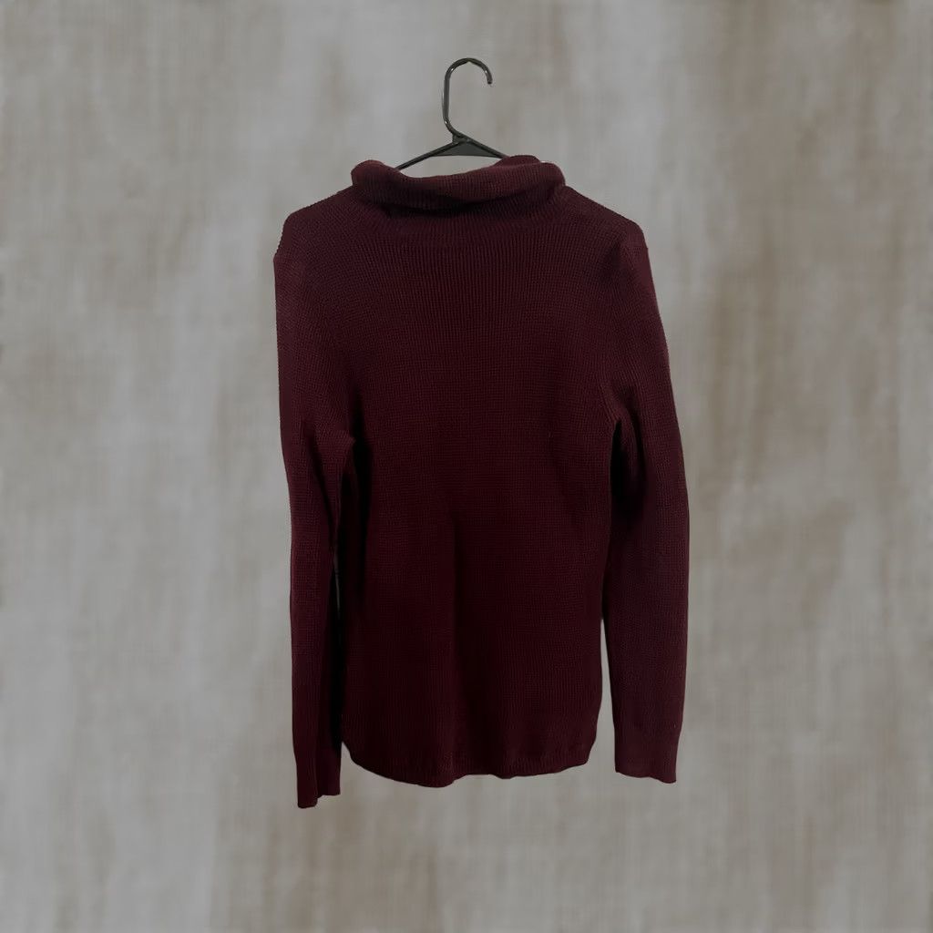 Ralph Lauren VINTAGE Ralph Lauren Womens Ribbed Turtleneck Sweater M Maroon Regular Slim Knit Pullover Long Sleeve Fall Winter Knit Cotton Blend Machine Washable Size M / US 6-8 / IT 42-44 - 1 Thumbnail