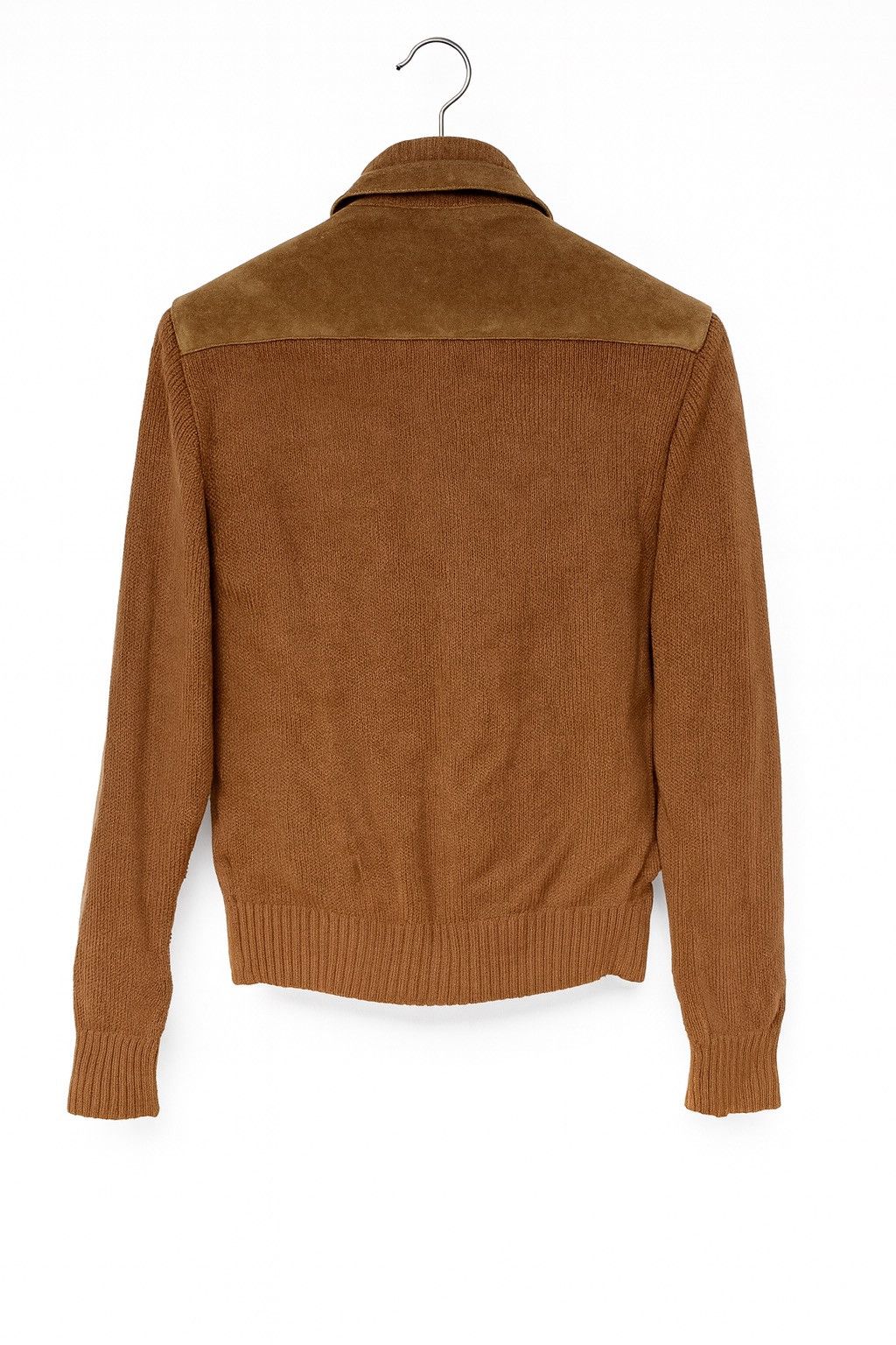 Vintage Vintage 1970s Repäge Brown Leather Knit Jacket Retro Unisex Size US S / EU 44-46 / 1 - 2 Thumbnail