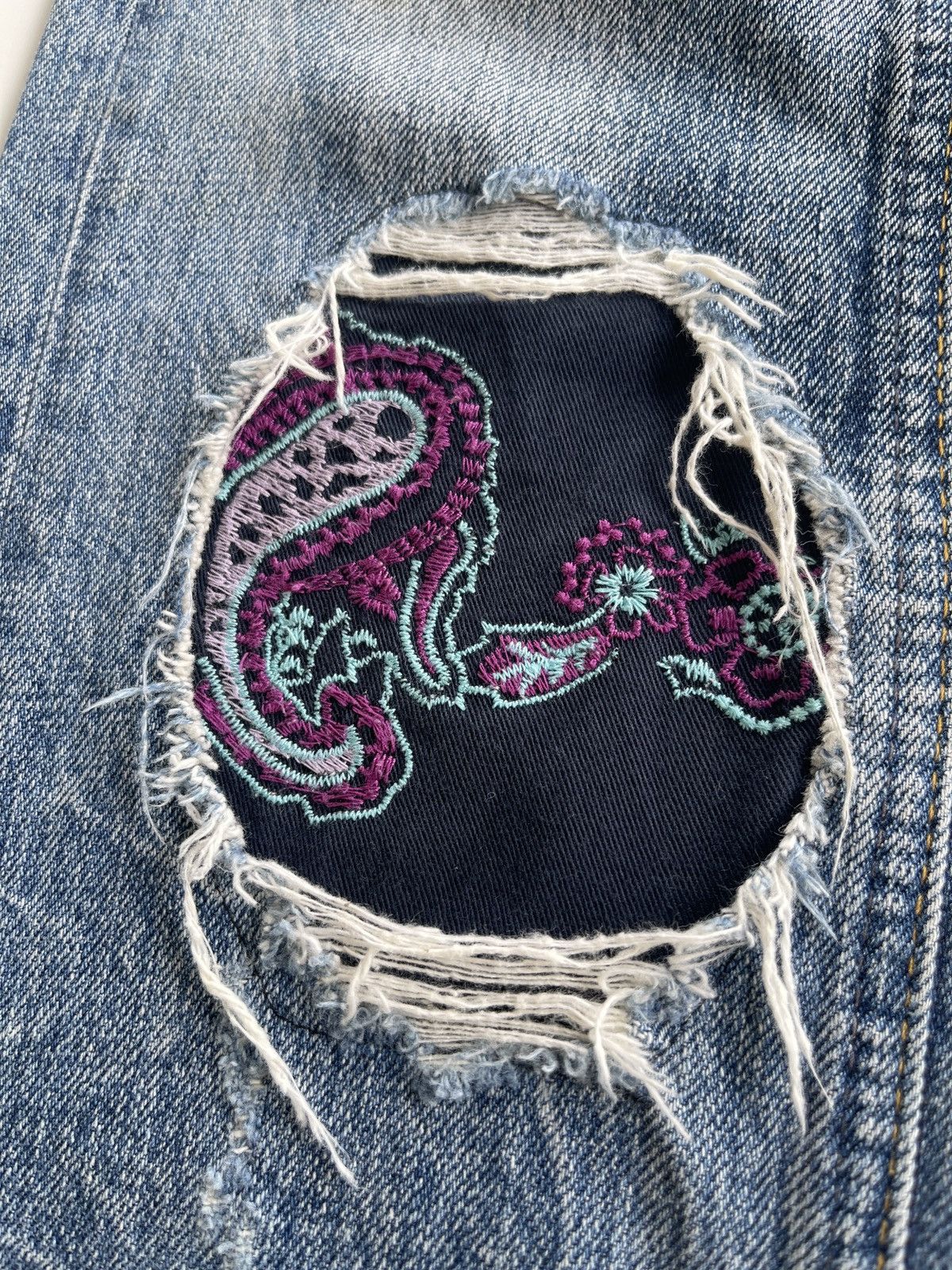 Japanese Brand Antgauge Double Waist Distressed Patchwork Denim Size US 28 / EU 44 - 11 Thumbnail
