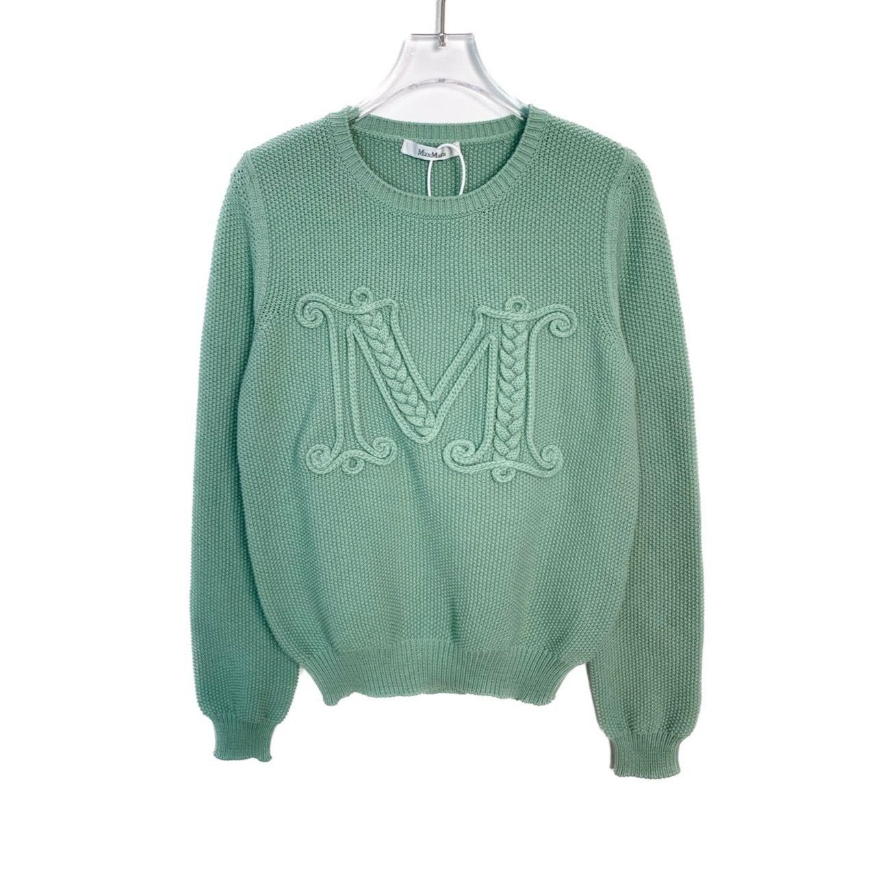 Max Mara MaxMara Light Green Knit Sweater With Embroidered "M" Logo S Size S / US 4 / IT 40 - 1 Thumbnail