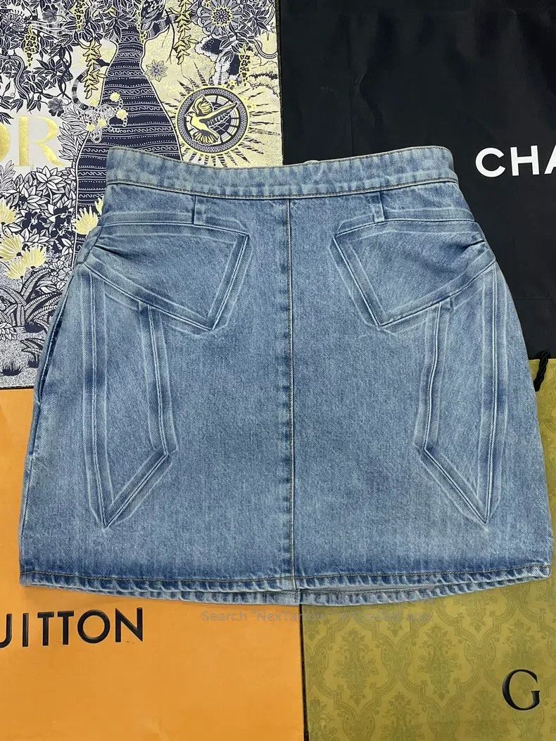 Chanel Chanel 25K blue bow denim skirt Size 24" / US 00 / IT 34 - 3 Thumbnail