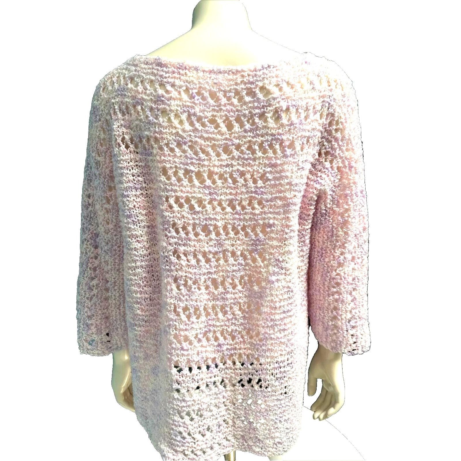 Other CCC Pink Purple Handmade Crochet Sweater Bell Sleeves Pastel Size M / US 6-8 / IT 42-44 - 3 Thumbnail