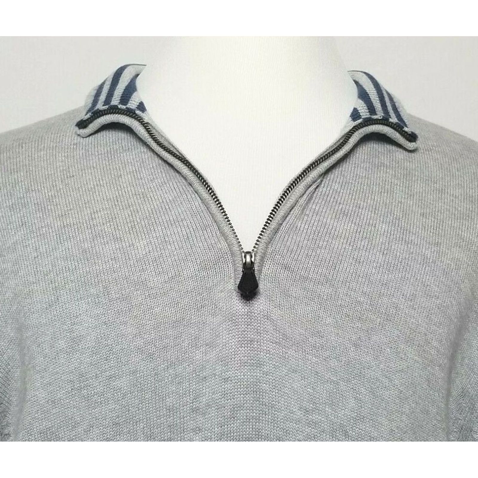 Brooks Brothers Brooks Brothers Mens XL Sweater 1/4 Zip Pullover Supima Cotton Gray Long Sleeve Size US XL / EU 56 / 4 - 2 Thumbnail