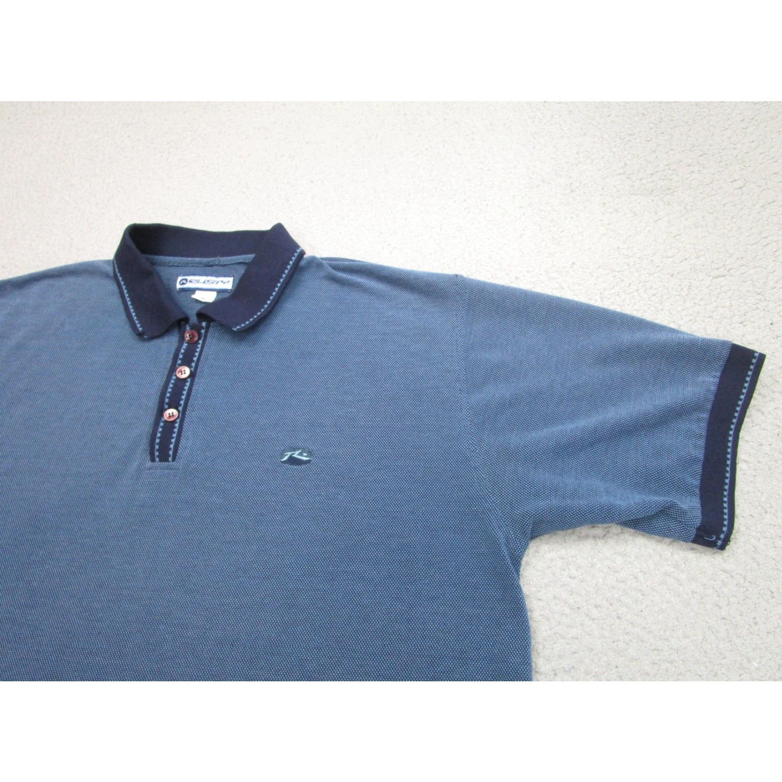 Rusty VINTAGE Rusty Polo Shirt Mens XL Blue Navy Pique Knit Surf Skate Hong Kong 90s Size US XL / EU 56 / 4 - 2 Thumbnail