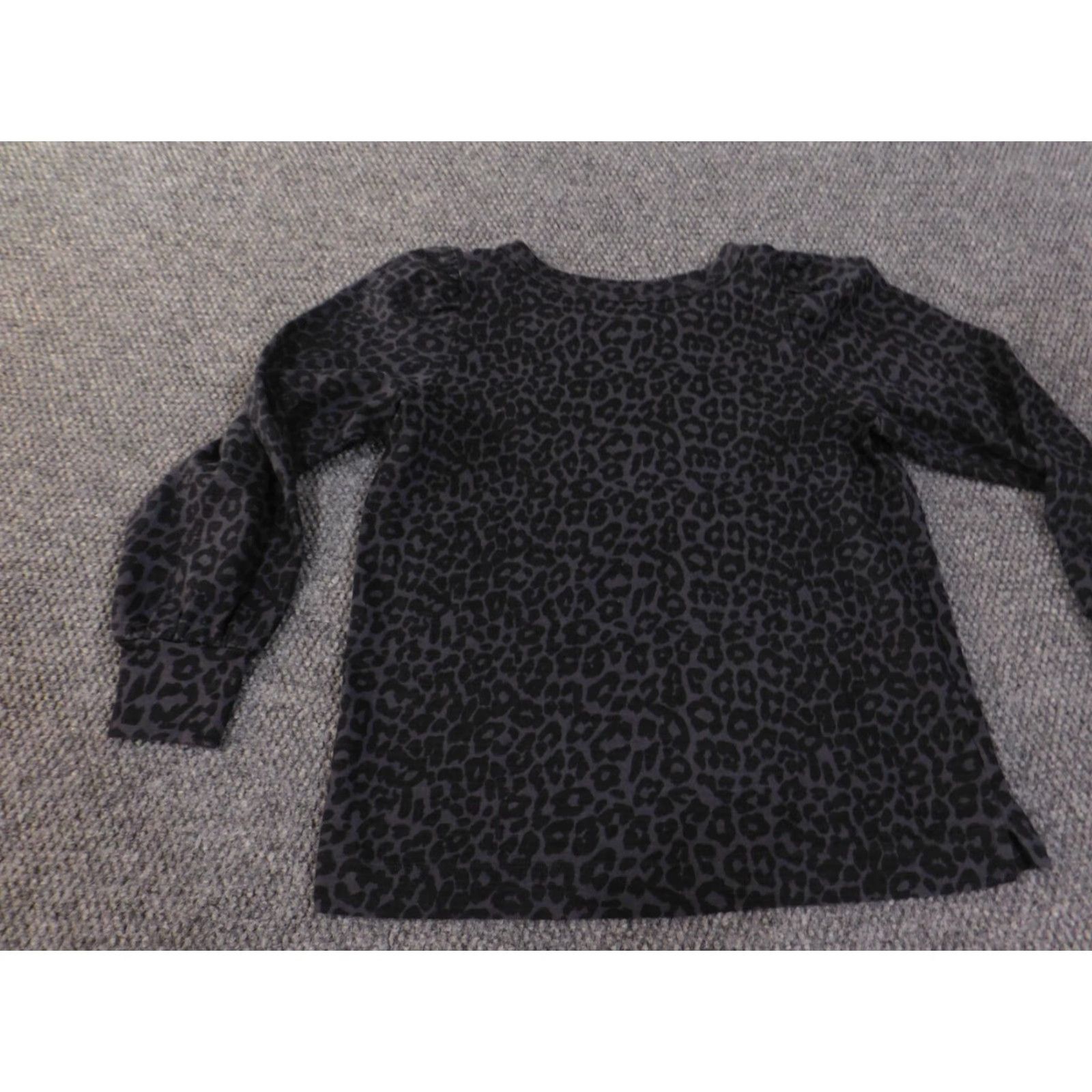 Ann Taylor Loft Animal Print Knit Pullover Blouse Womens Medium Gray Stretch Cotton Knit Round Neck Long Sleeve Casual Size M / US 6-8 / IT 42-44 - 7 Thumbnail