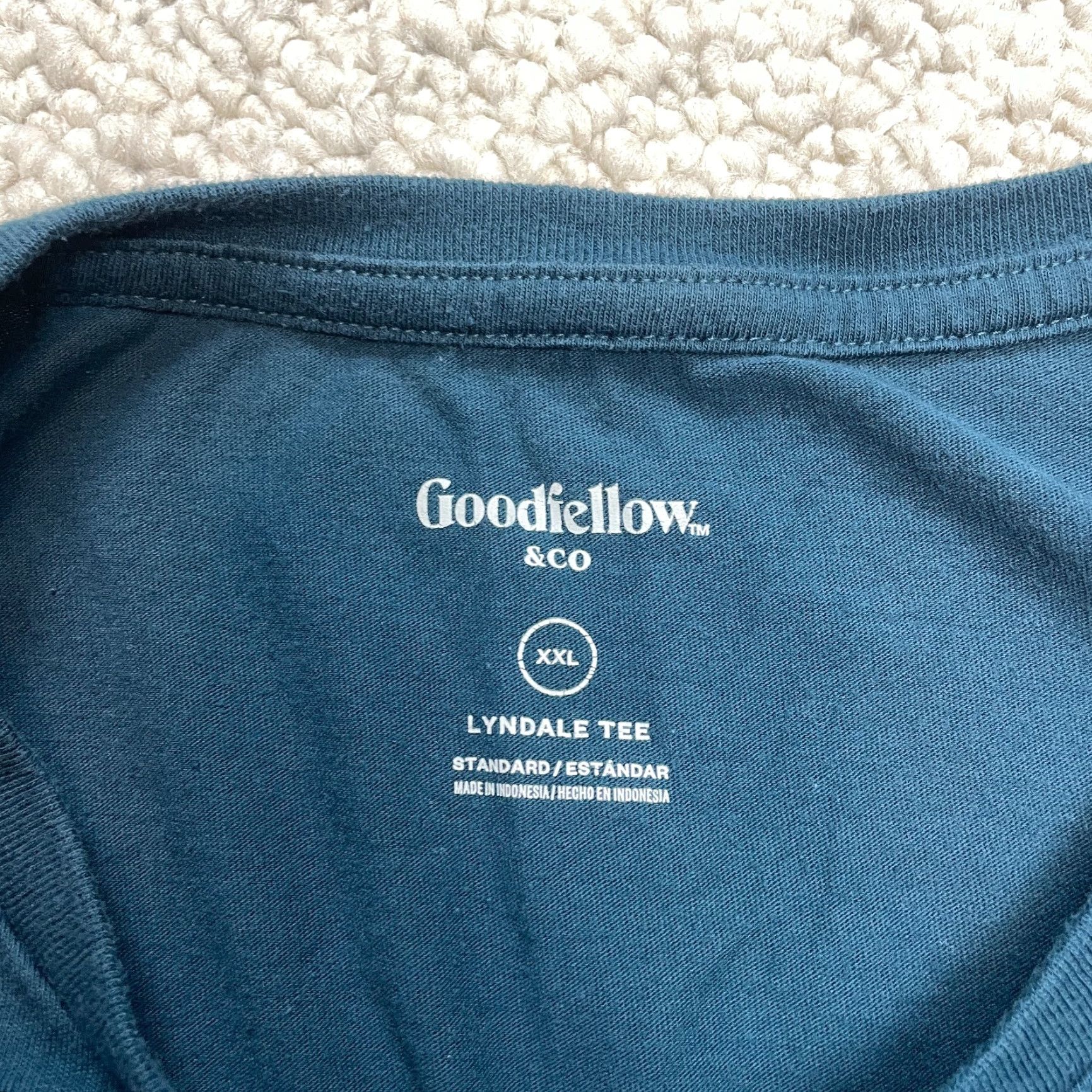 Vintage Goodfellow & Co Shirt Mens 2XL Blue T-Shirt Short Sleeve Crew Neck Regular Cotton Jersey Logo Solid Adult Size US XXL / EU 58 / 5 - 6 Thumbnail