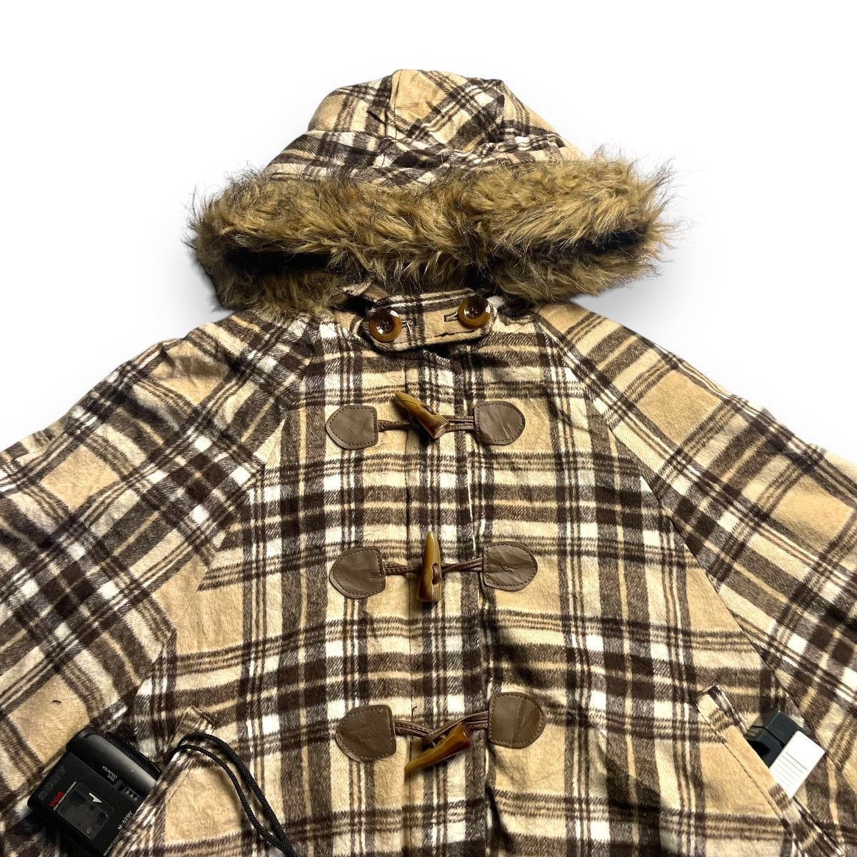If Six Was Nine 🇯🇵 SKY BOMBER WOOL LINED FLEECE FUR HOODIE DUFFLE PONCHO Size US L / EU 52-54 / 3 - 3 Thumbnail
