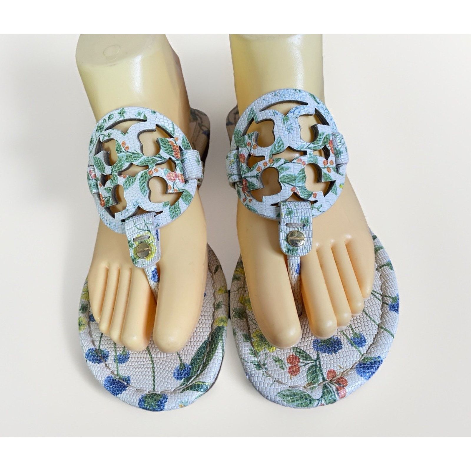 Tory Burch Tory Burch Miller Leather Thong Sandals Sz 6.5 Floral Cream Size US 6.5 / IT 36.5 - 2 Thumbnail