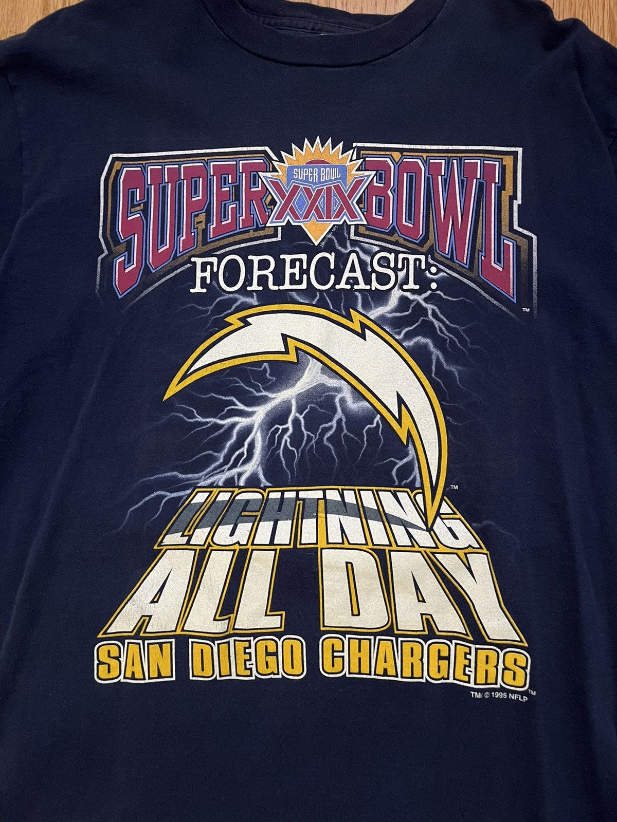 image of San Diego Chargers Super Bowl Xxix Vintage Tee in Blue, Men's (Size Large)