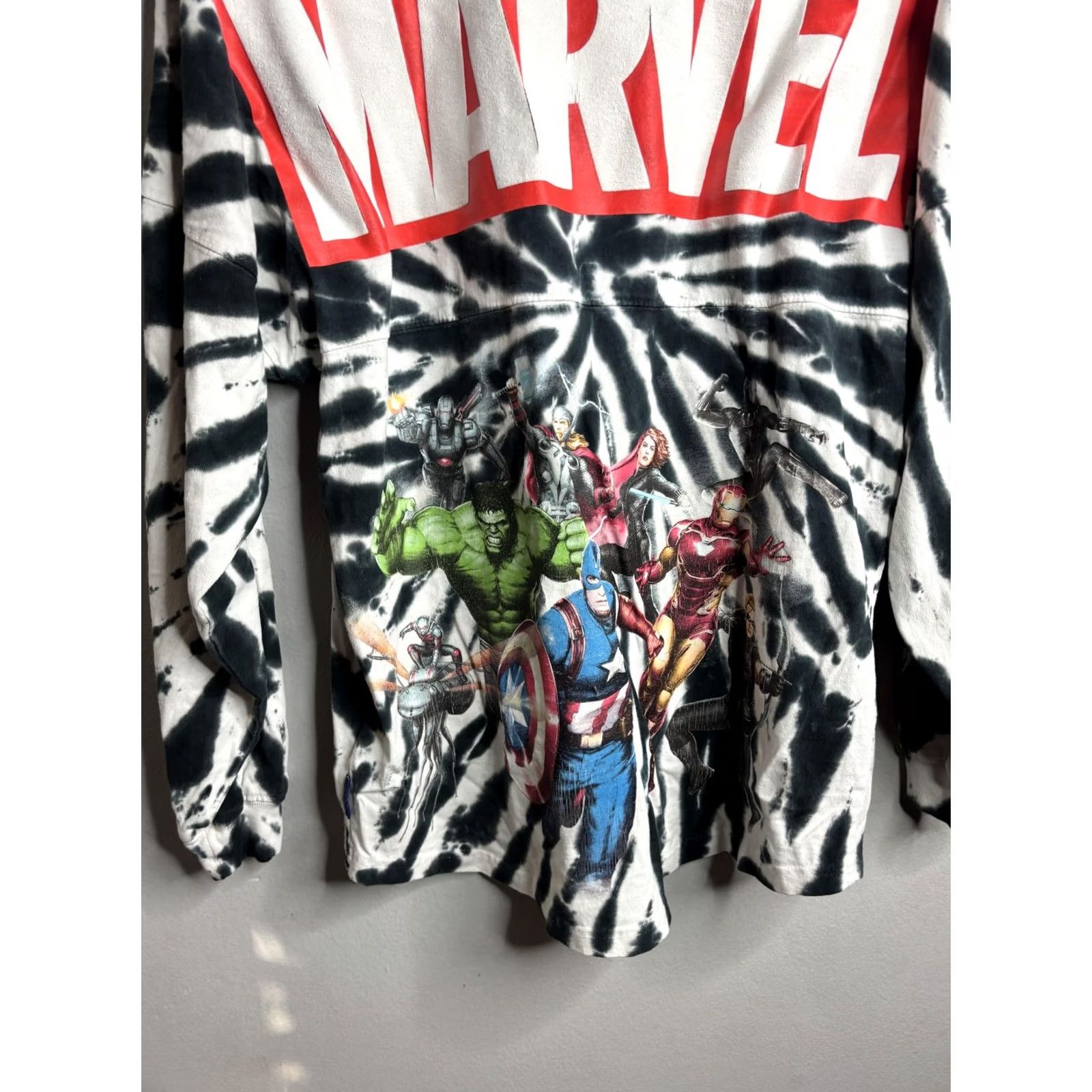 Vintage Marvel Shirt Mens Large Black White Tie Dye Long Sleeve Graphic T-Shirt Size US L / EU 52-54 / 3 - 2 Thumbnail