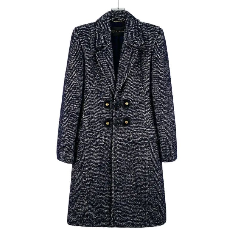 Versace Versace Blue Herringbone Women's Coat 0089 Size M / US 6-8 / IT 42-44 - 1 Thumbnail